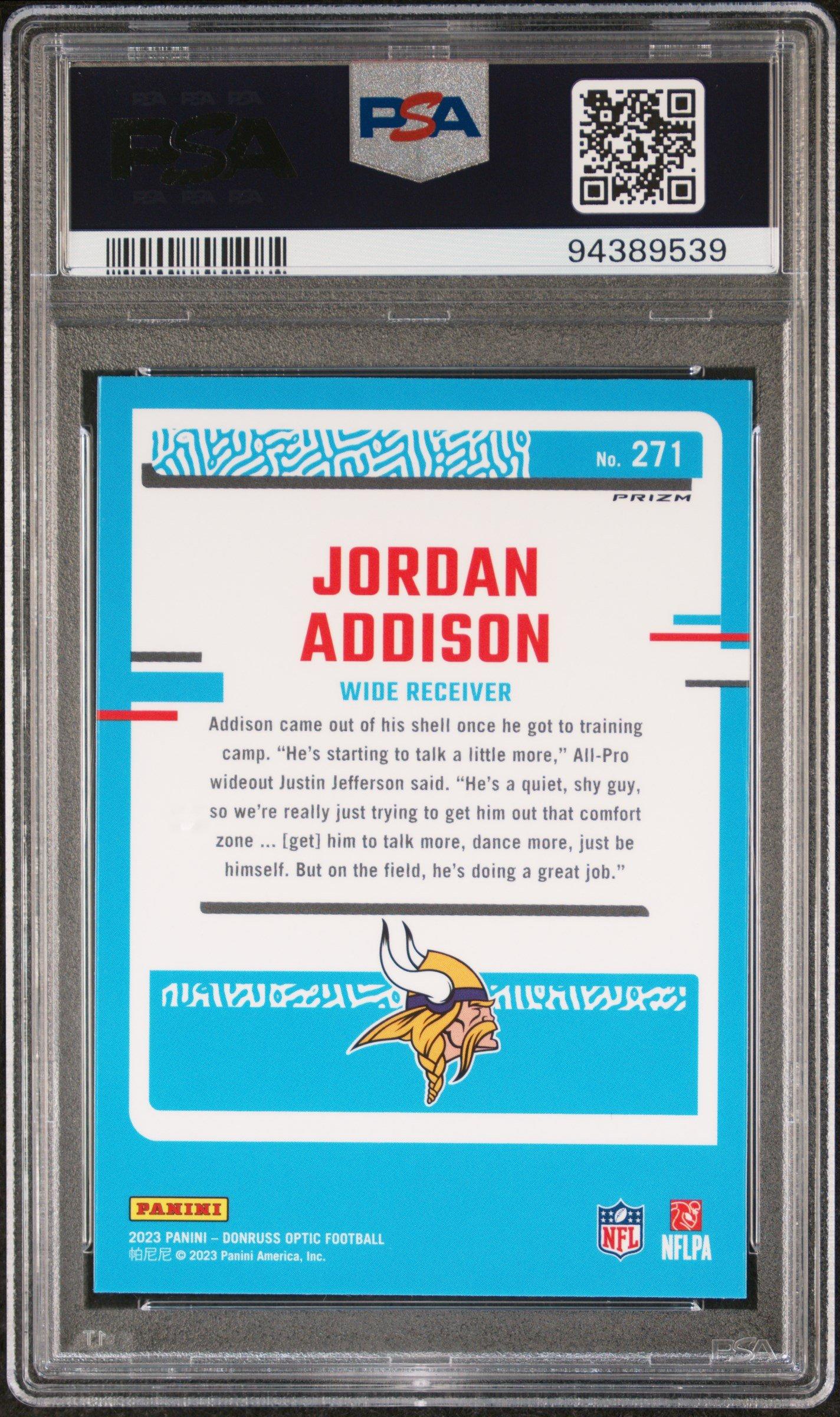2023 Panini Donruss Optic 271 Jordan Addison Pink PSA 10