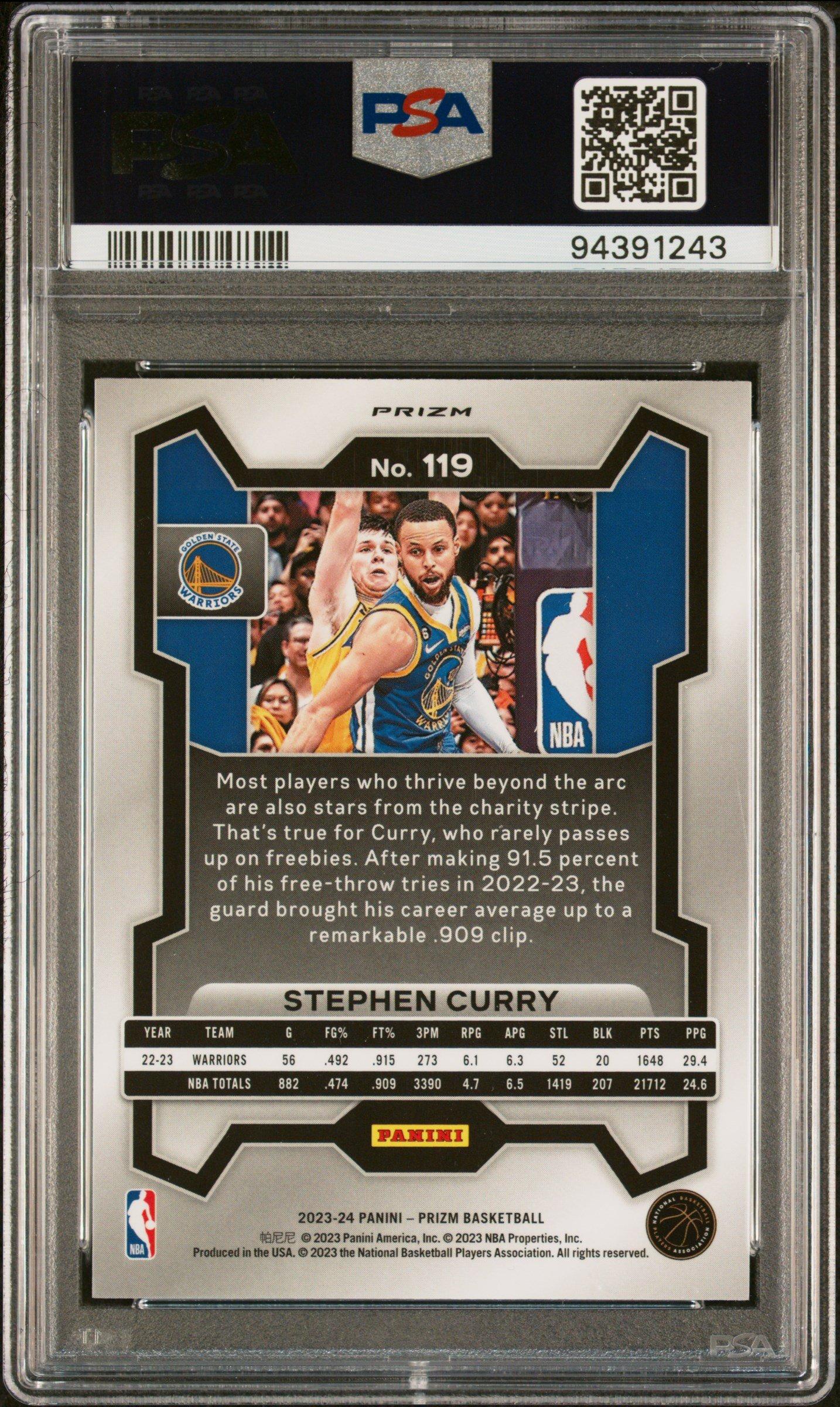 2023 Panini Prizm 119 Stephen Curry Pink Ice PSA 9