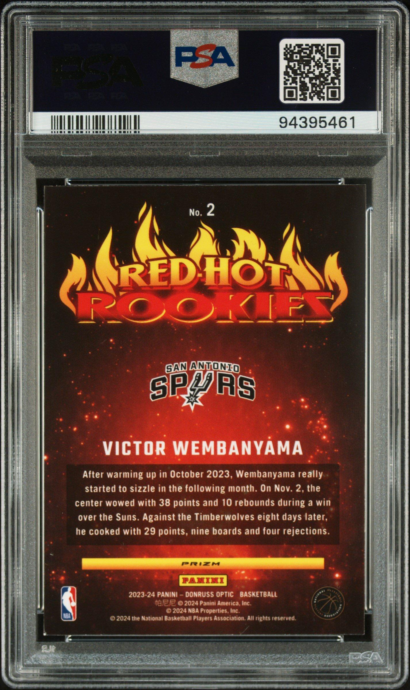 2023 Panini Donruss Optic Red Hot Rookies 2 Victor Wembanyama Holo PSA