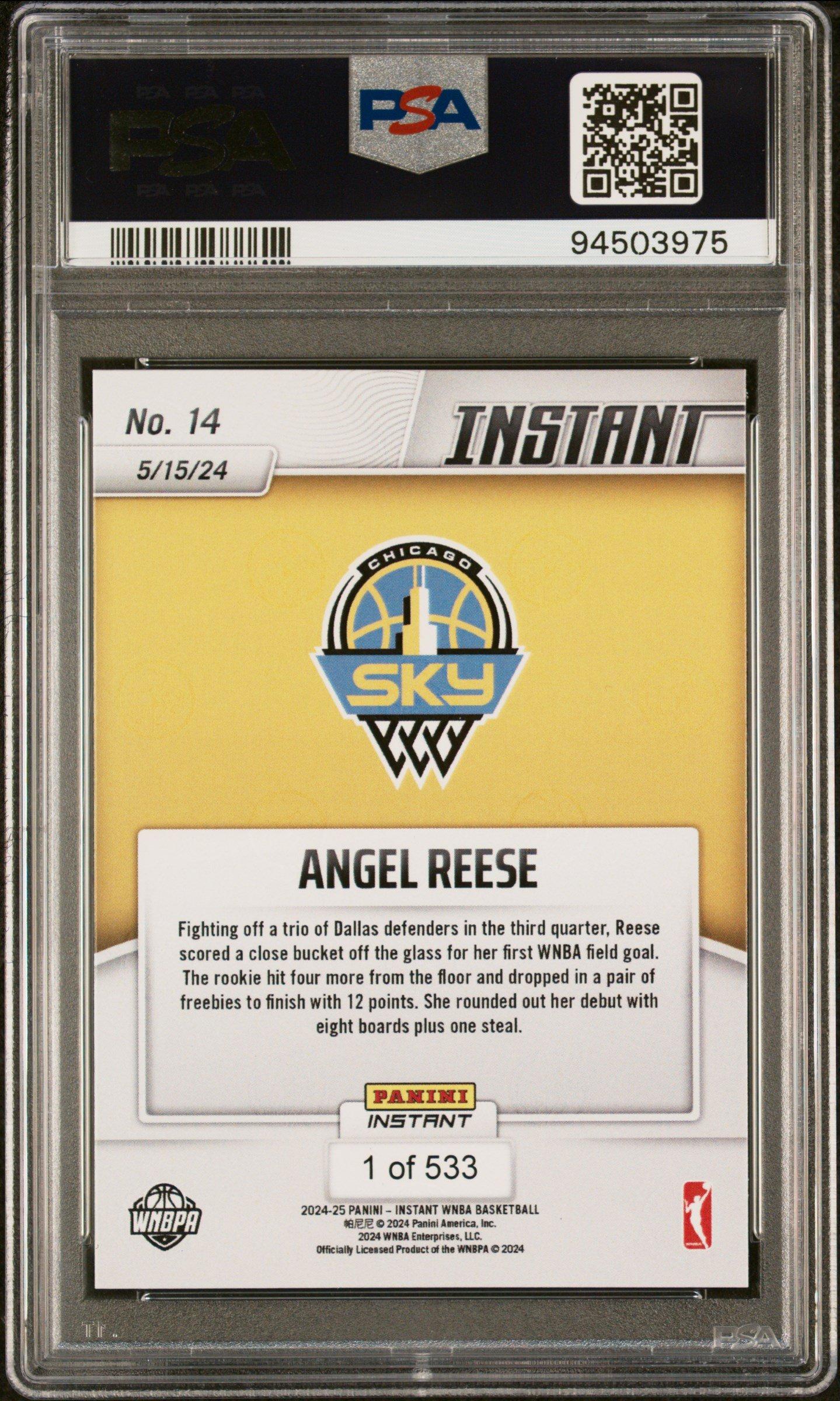 2024 Panini Instant Wnba 14 Angel Reese PSA 10