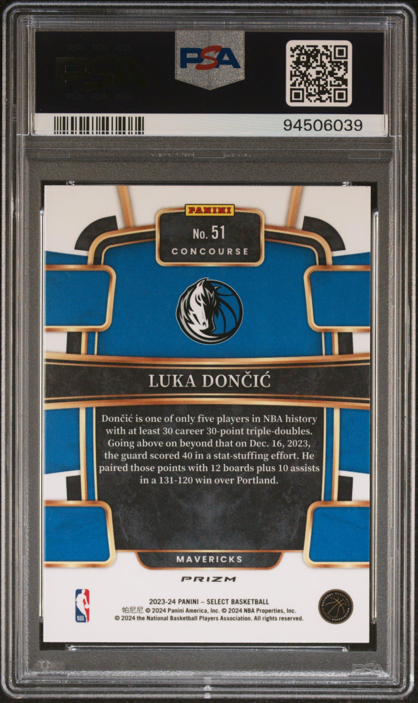 2023 Panini Select 51 Luka Doncic Red Cracked Ice PSA 10 Graded