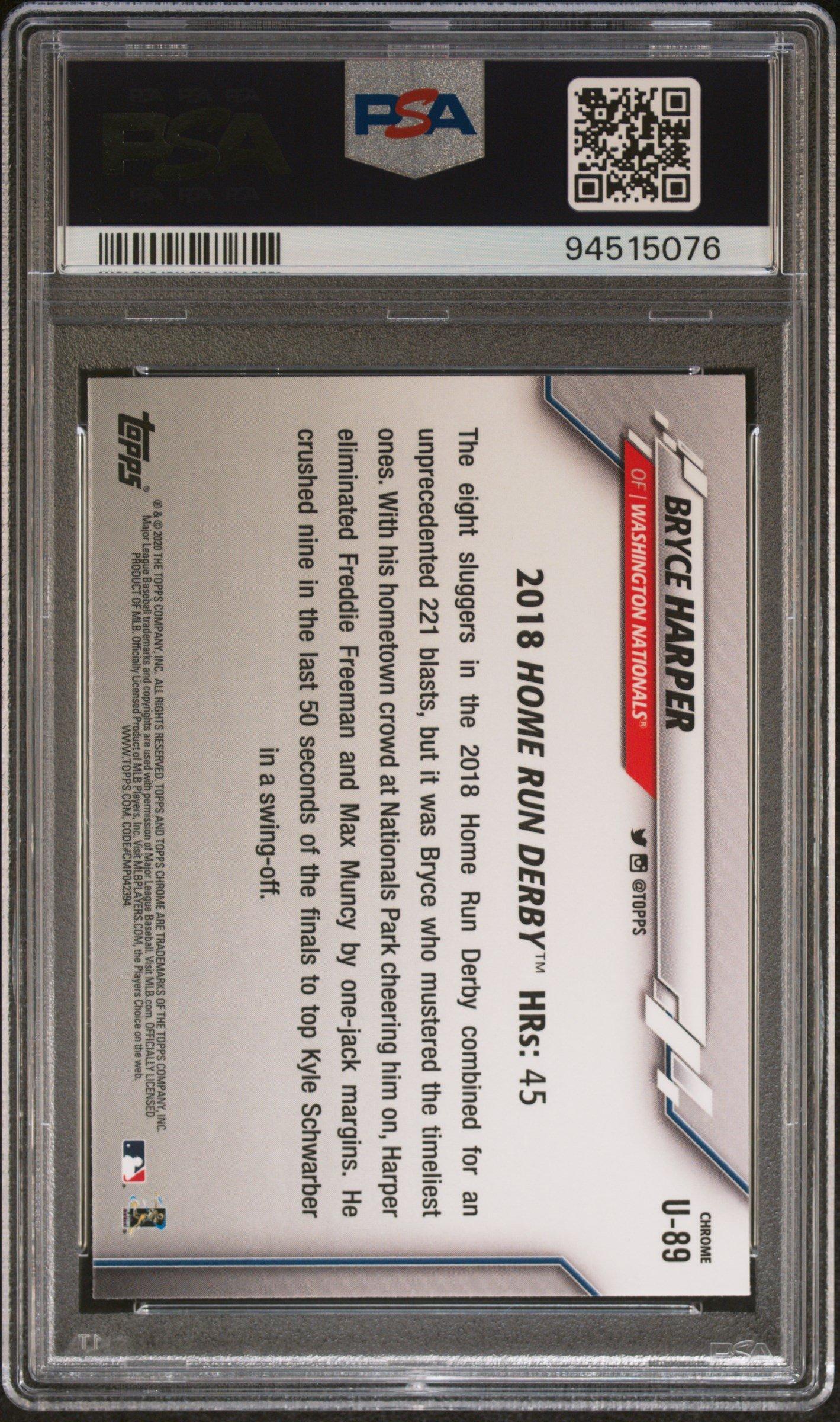 2020 Topps Chrome Update U89 Bryce Harper Pink Refractor PSA 10