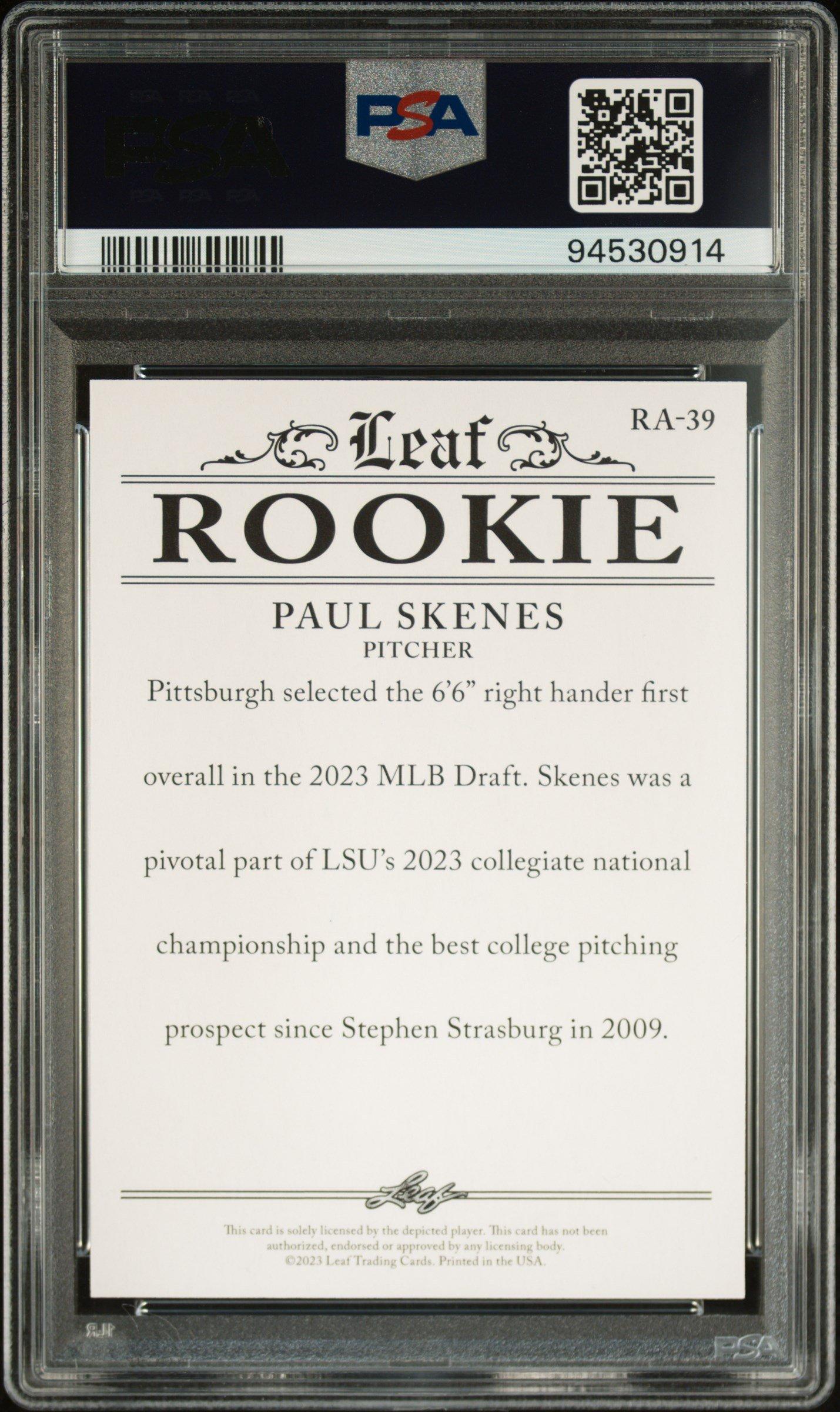 2023 Leaf Special Release Rookie Achievement Ra39 Paul Skenes PSA 10 Graded  Card | GameStop