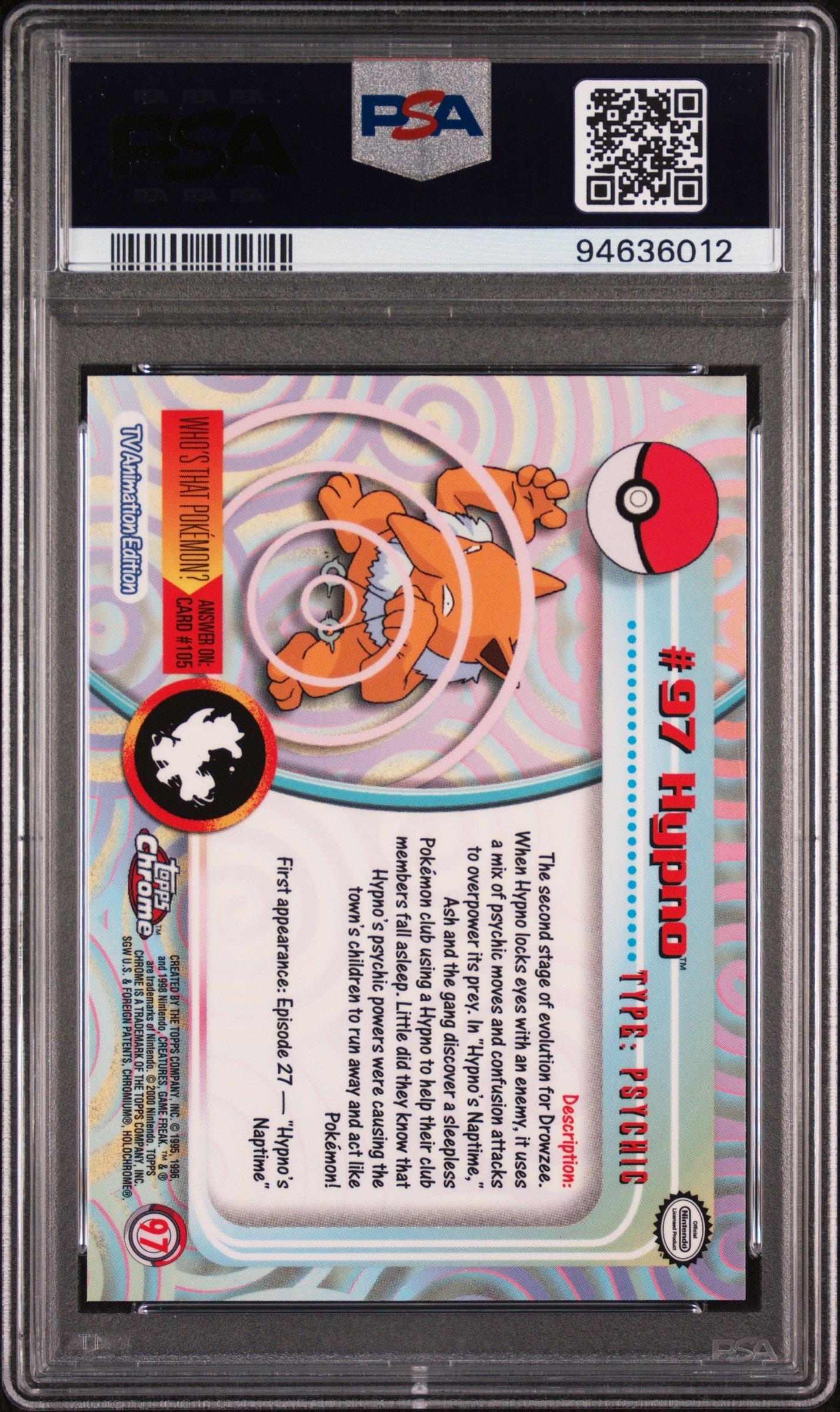 2000 Topps Chrome Pokemon T.v. 97 Hypno PSA 10 Graded Card | GameStop