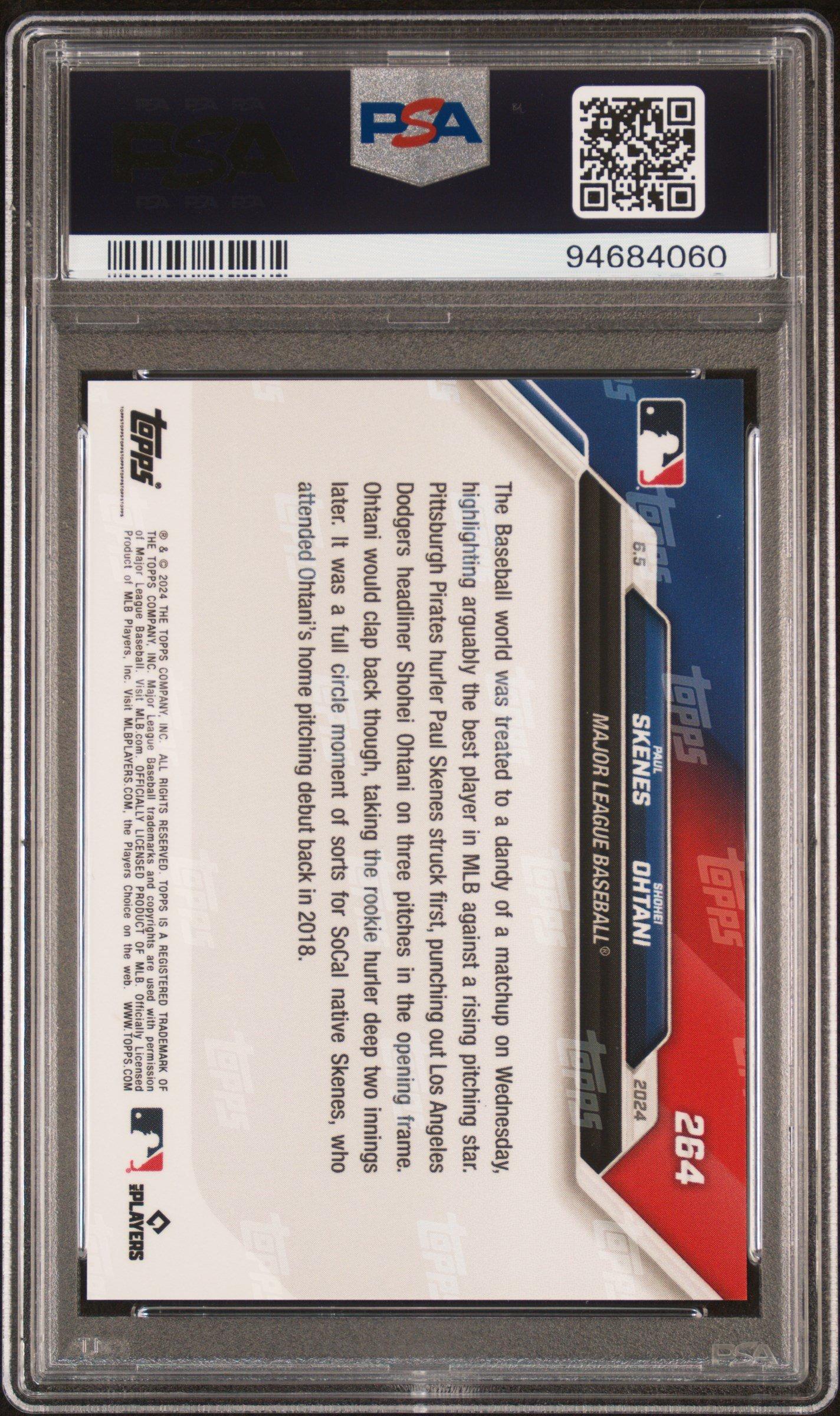 2024 Topps Now 264 Shohei Ohtani\paul Skenes PSA 10
