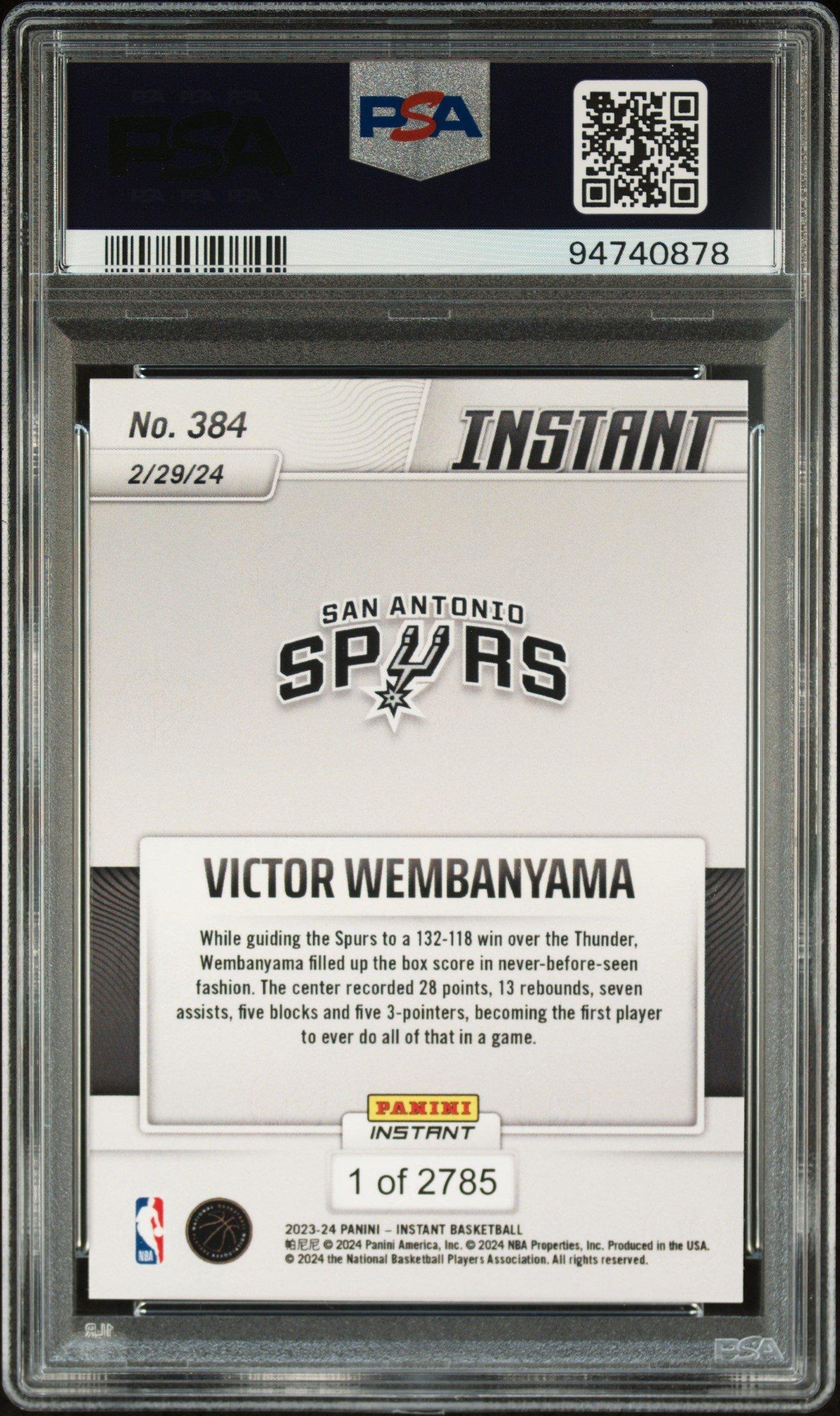 2023 Panini Instant 384 Victor Wembanyama PSA 10