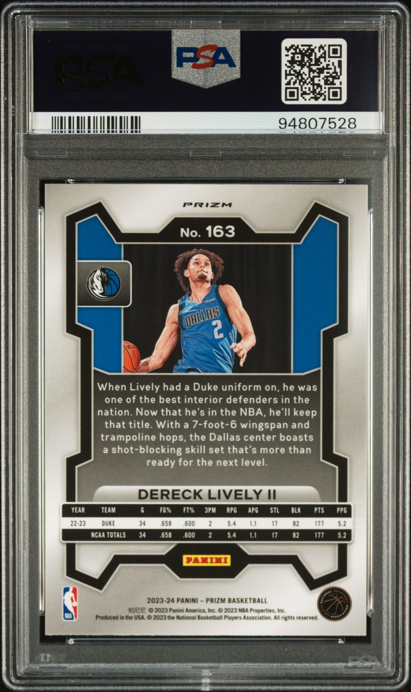 2023 Panini Prizm 163 Dereck Lively Ii Ice PSA 10