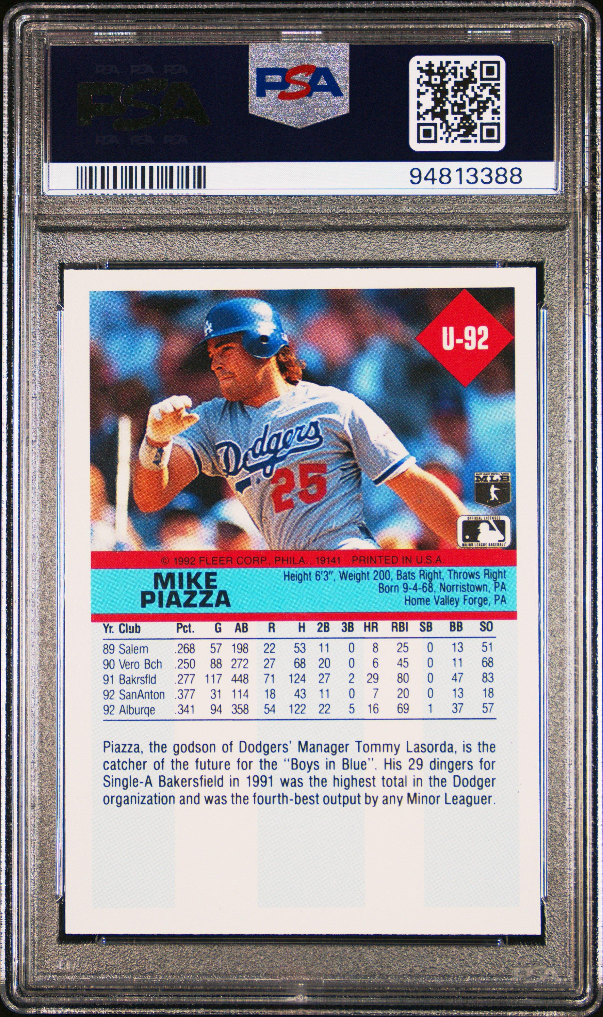 1992 Fleer Update U-92 Mike Piazza PSA 8