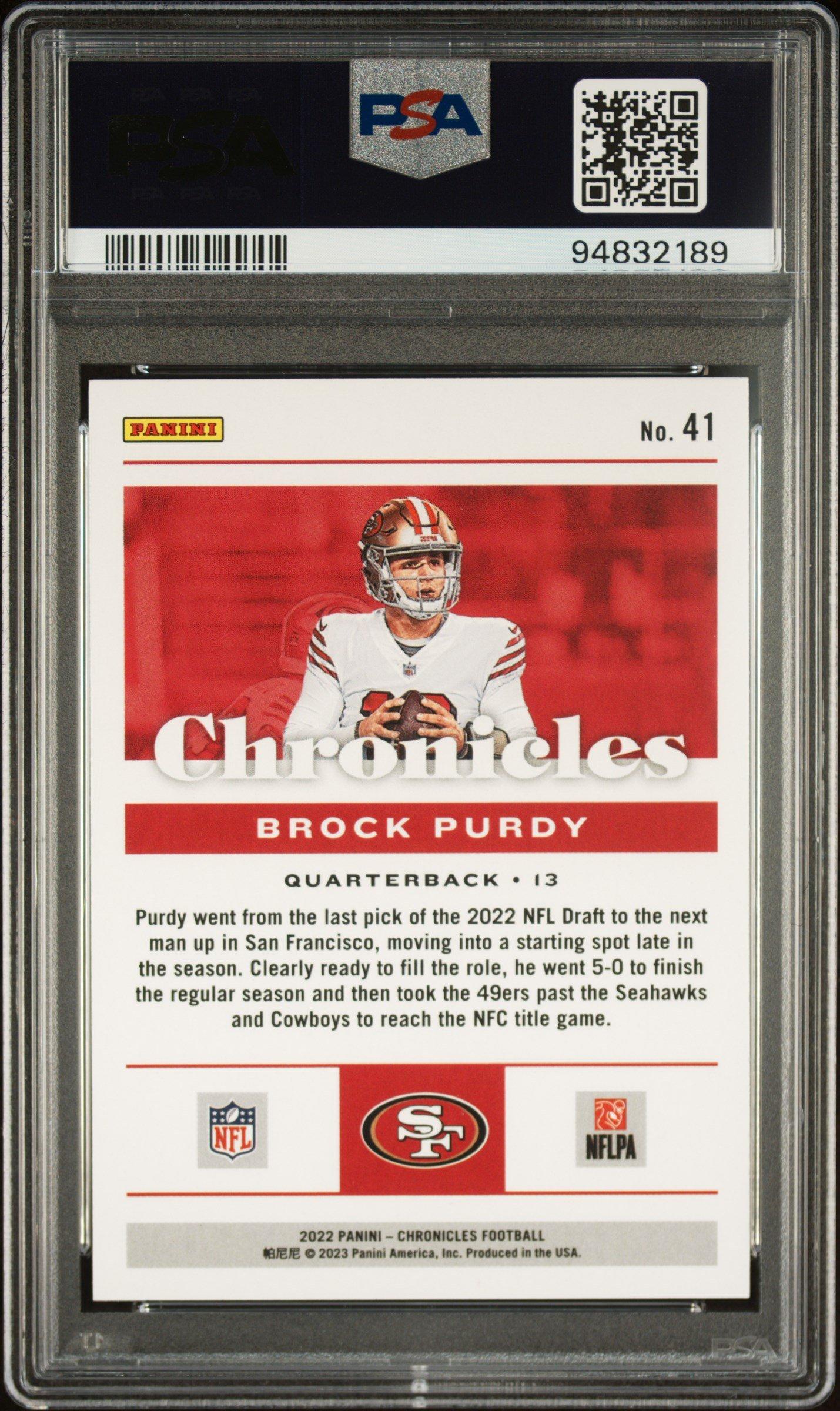 2022 Panini Chronicles 41 Brock Purdy Pink PSA 10