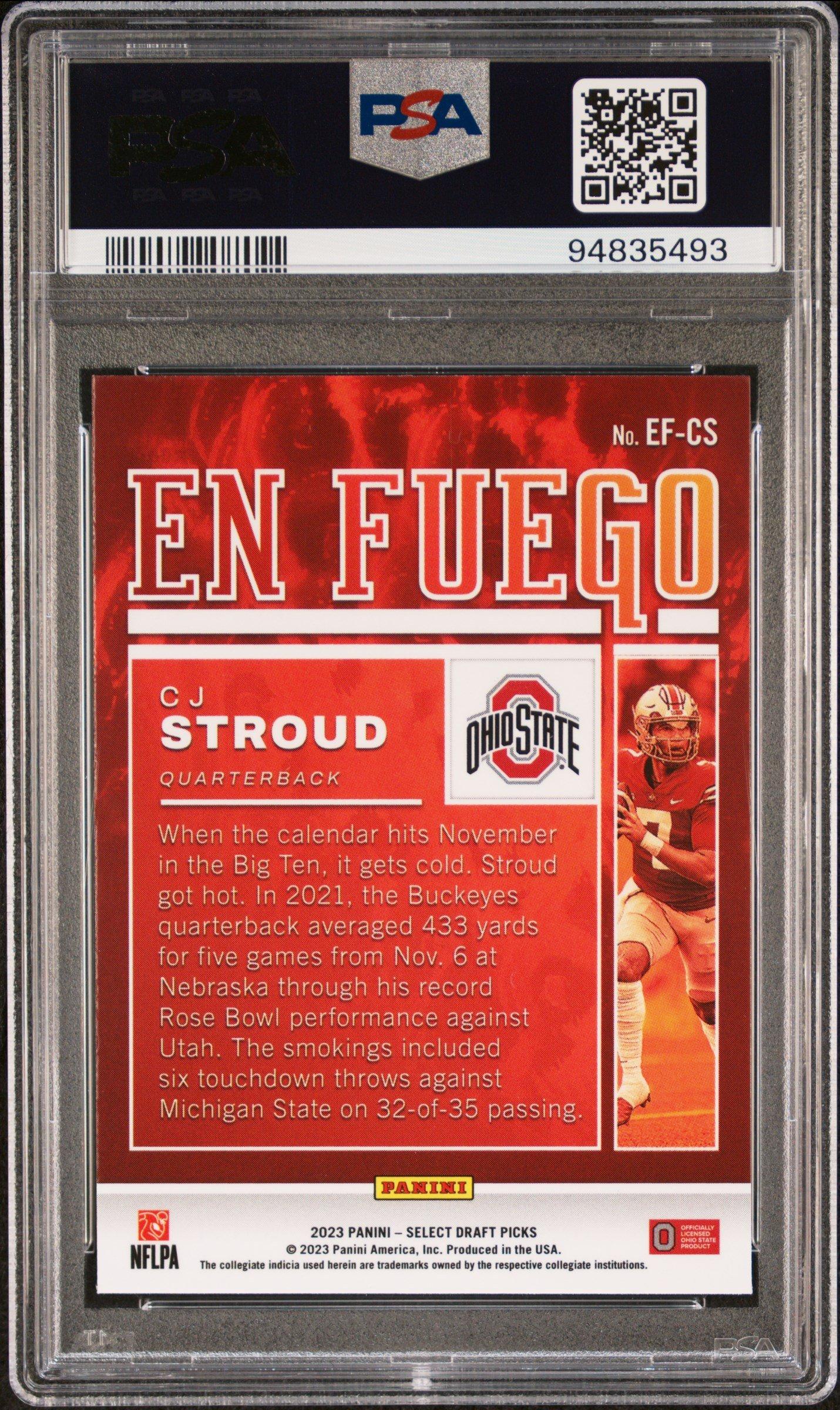 2023 Panini Select Draft Picks En Fuego Efcs Cj Stroud PSA 10