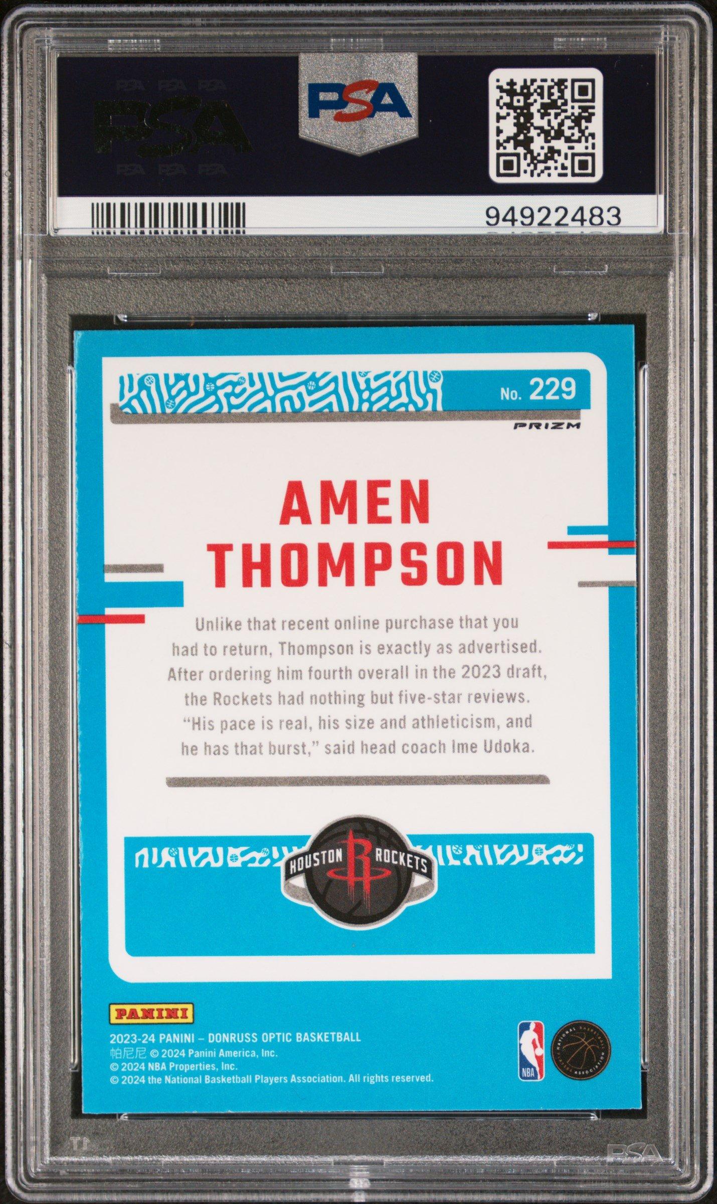 2023 Panini Donruss Optic 229 Amen Thompson Holo PSA