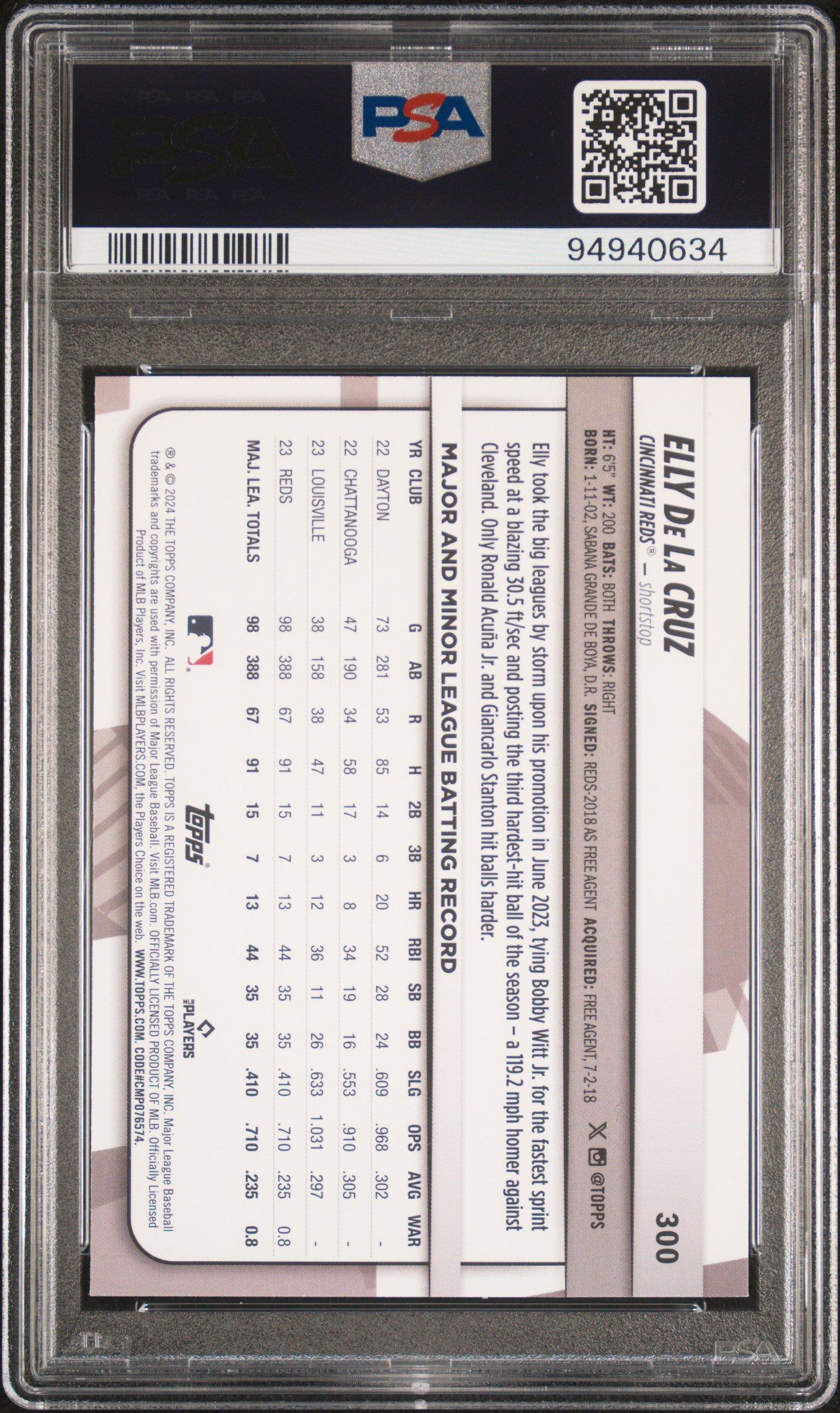 2024 Topps Big League 300 Elly De La Cruz PSA 10