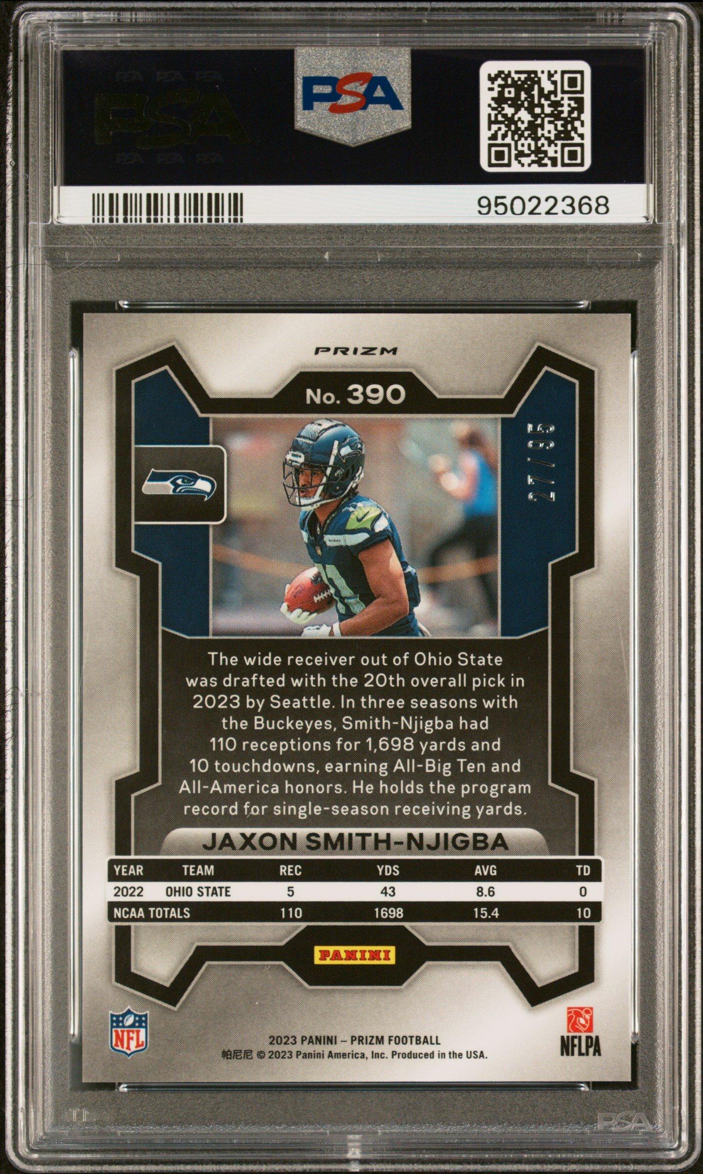 2023 Panini Prizm 390 Jaxon Smith-njigba No Huddle Blue PSA 9