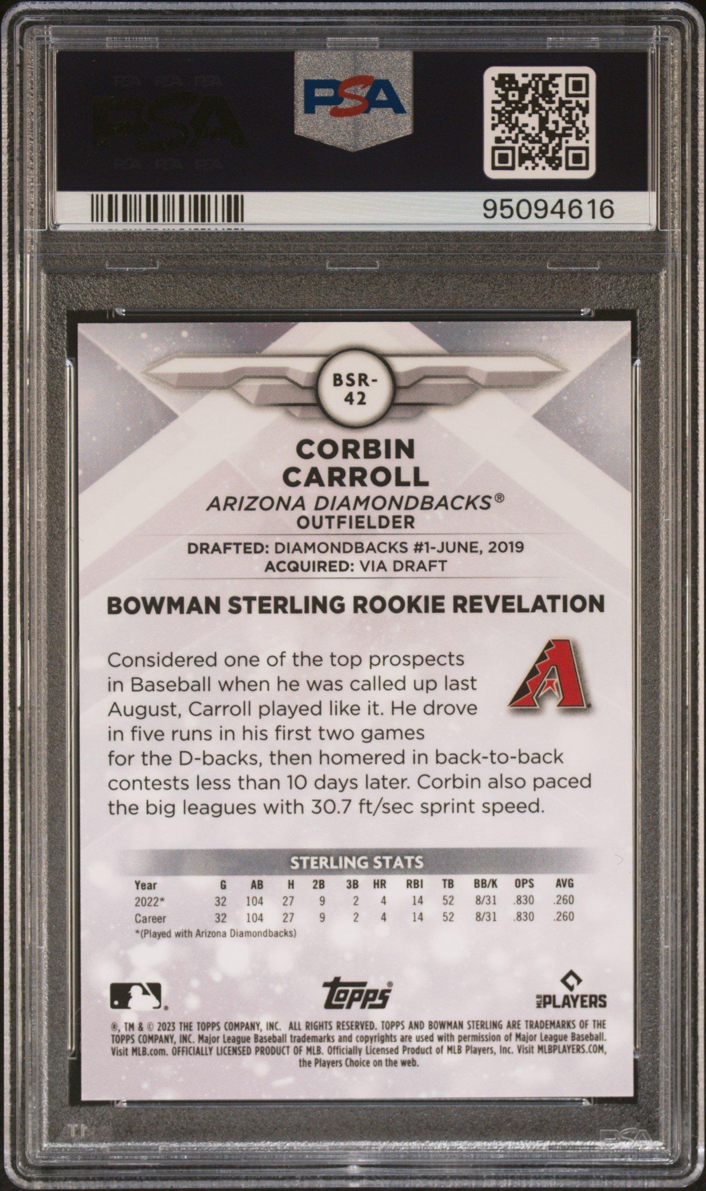 2023 Bowman Sterling Bsr42 Corbin Carroll Magenta Refractor PSA 9