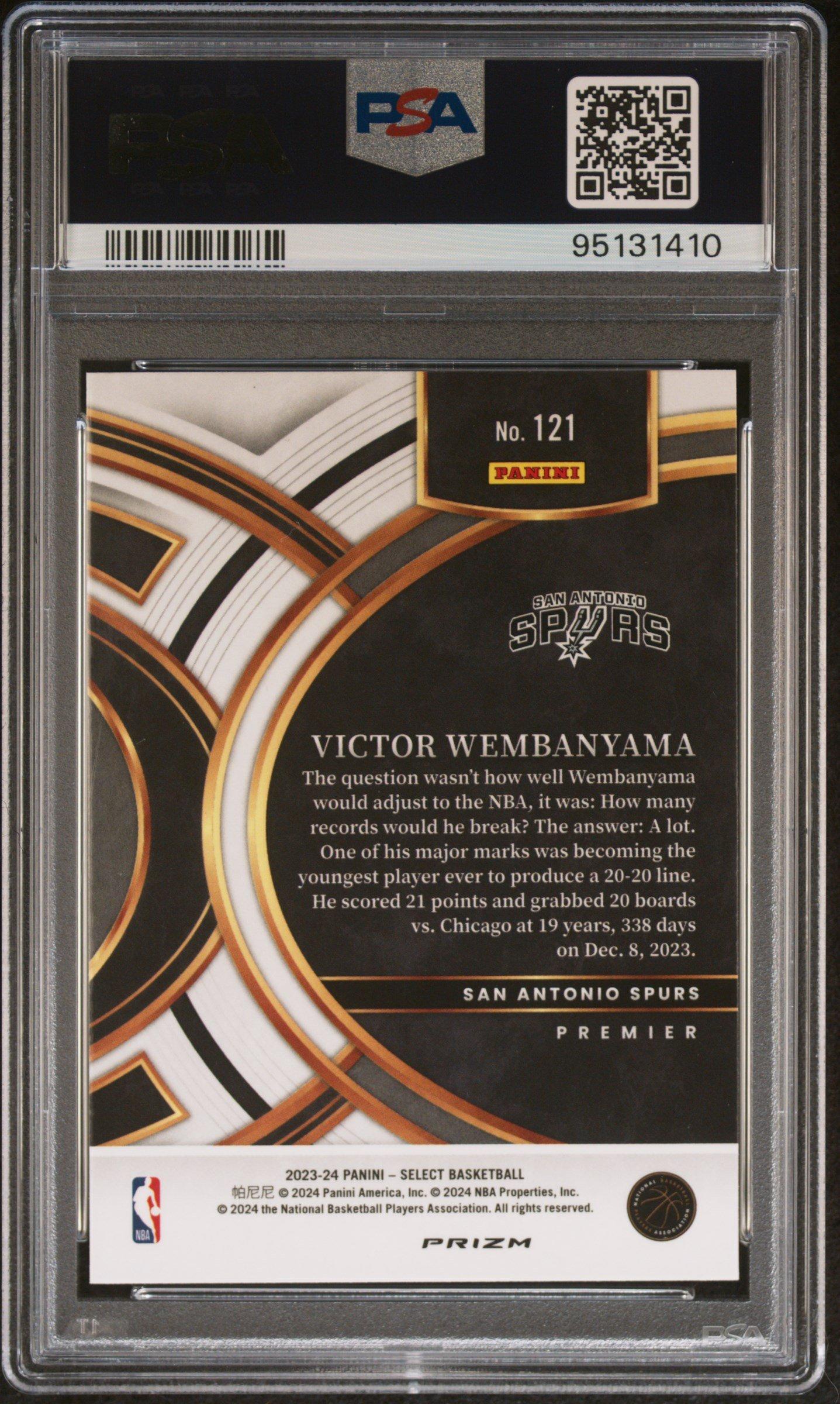 2023 Panini Select 121 Victor Wembanyama Silver Prizm PSA 10