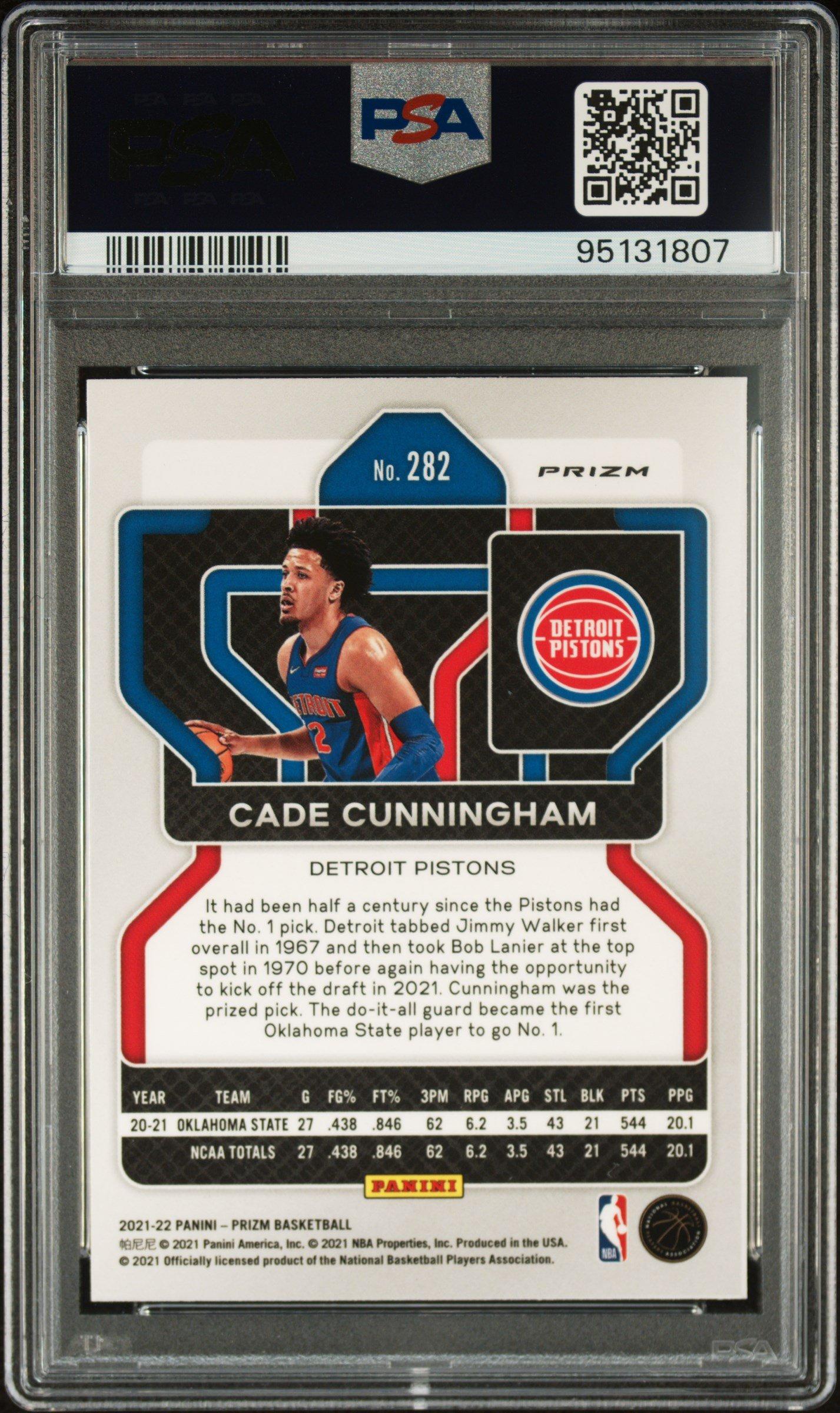 2021 Panini Prizm 282 Cade Cunningham Nba 75th Prizm PSA 9 Graded
