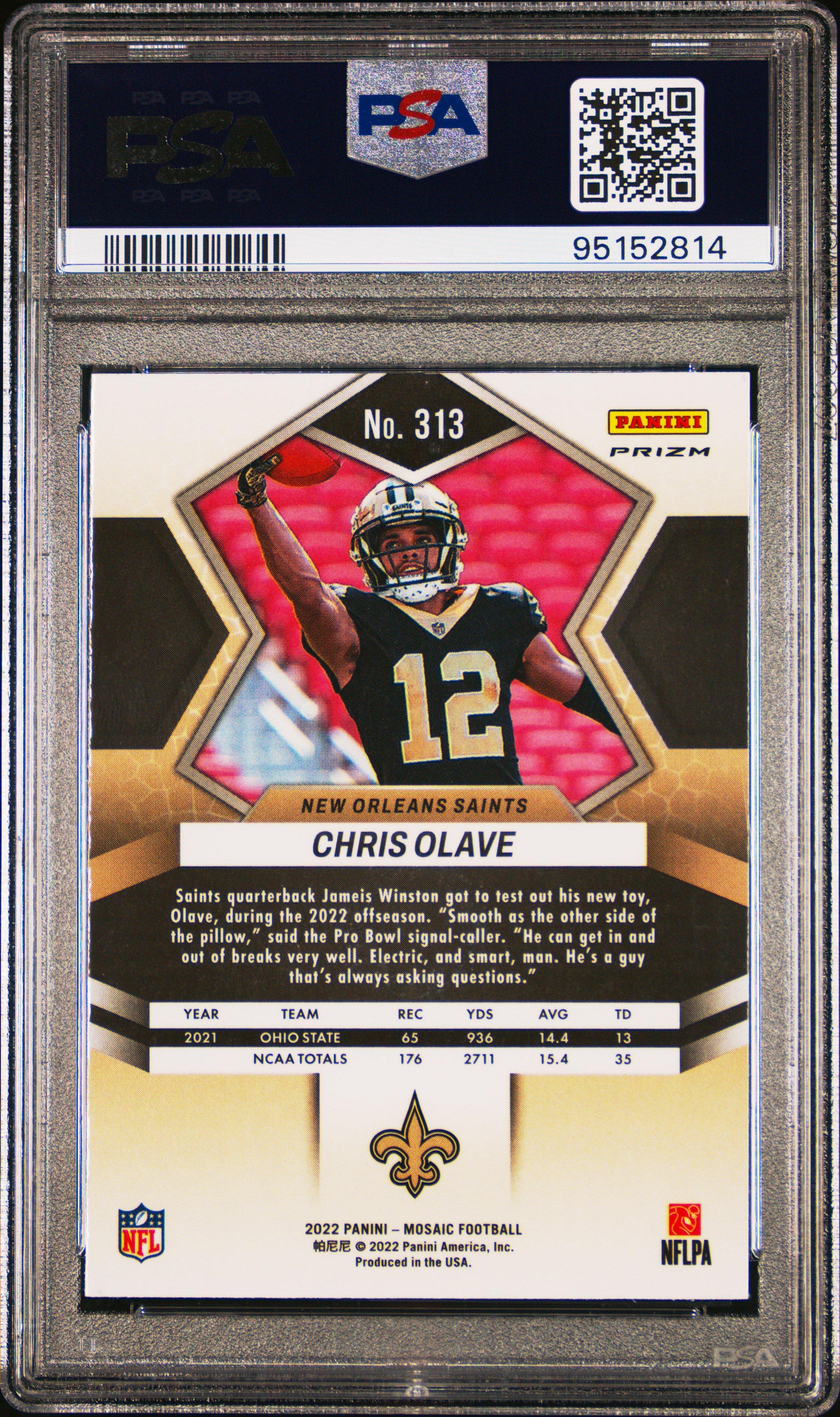 2022 Panini Mosaic 313 Chris Olave Reactive Orange PSA 10