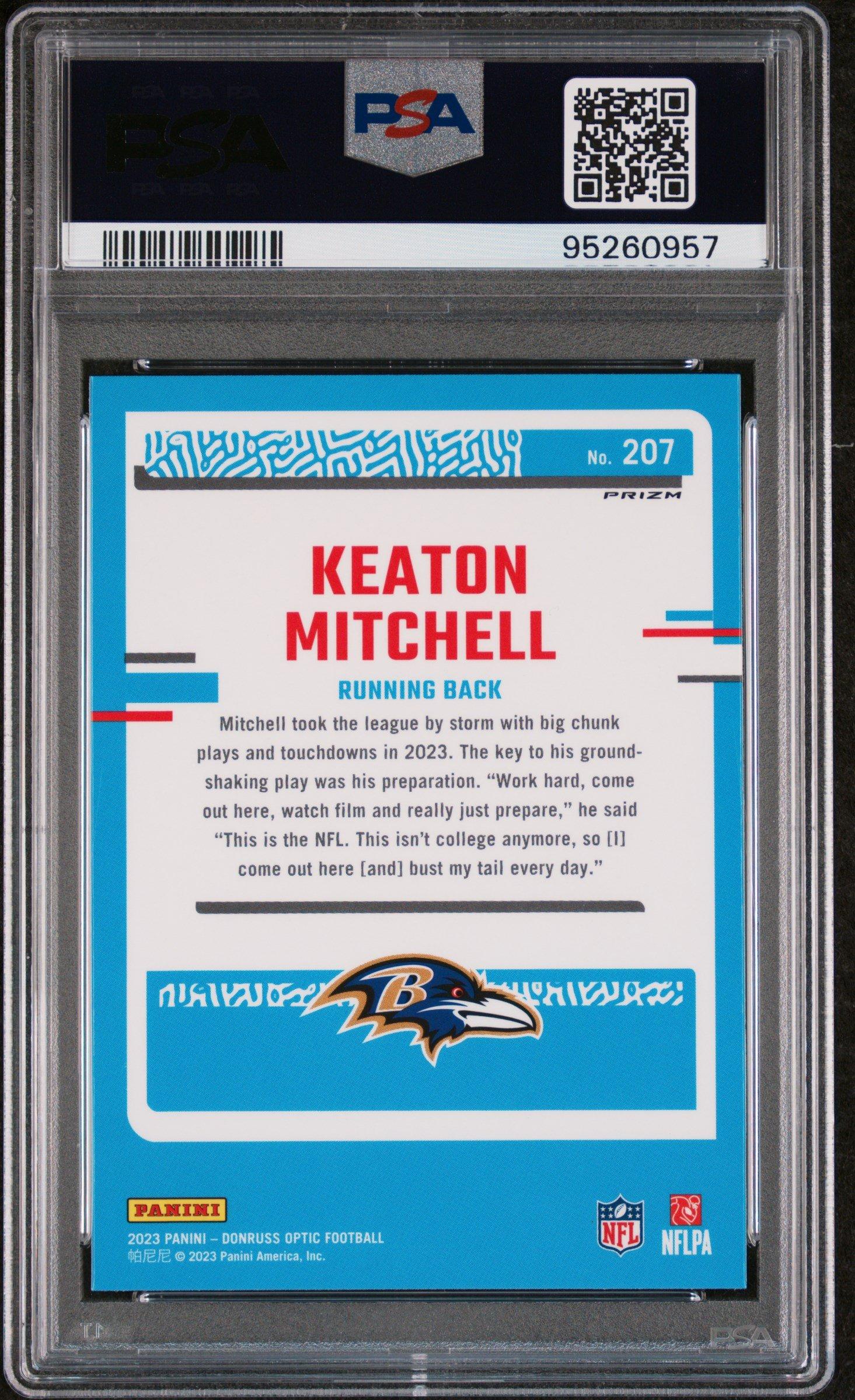 2023 Panini Donruss Optic 207 Keaton Mitchell Holo PSA 10