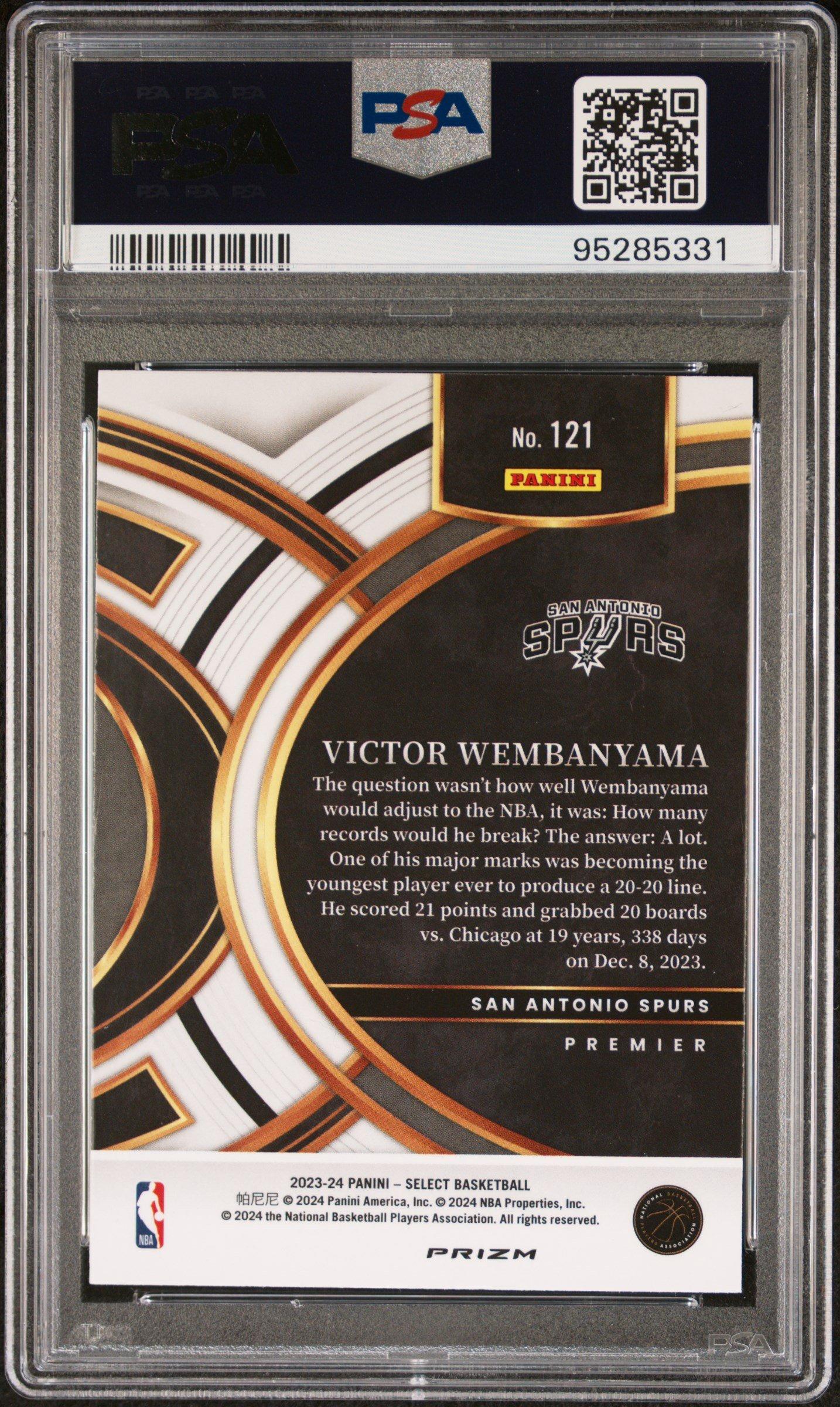 2023 Panini Select 121 Victor Wembanyama Silver Prizm PSA 10