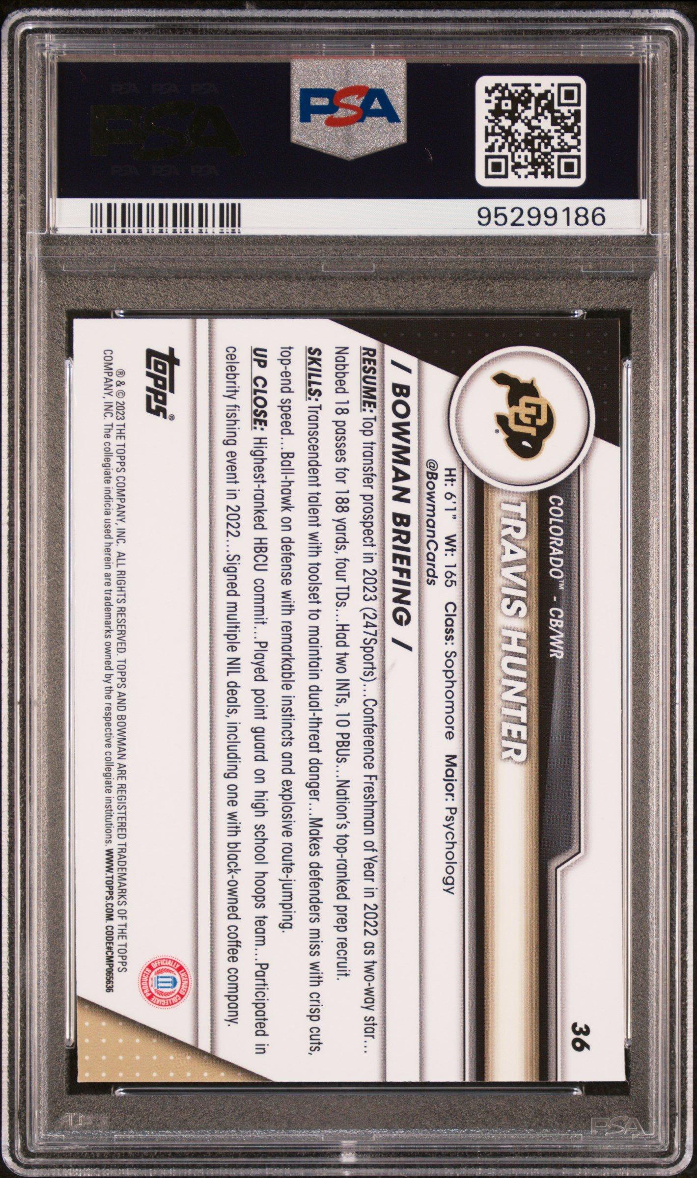 2023 Bowman University Chrome 36 Travis Hunter PSA 10