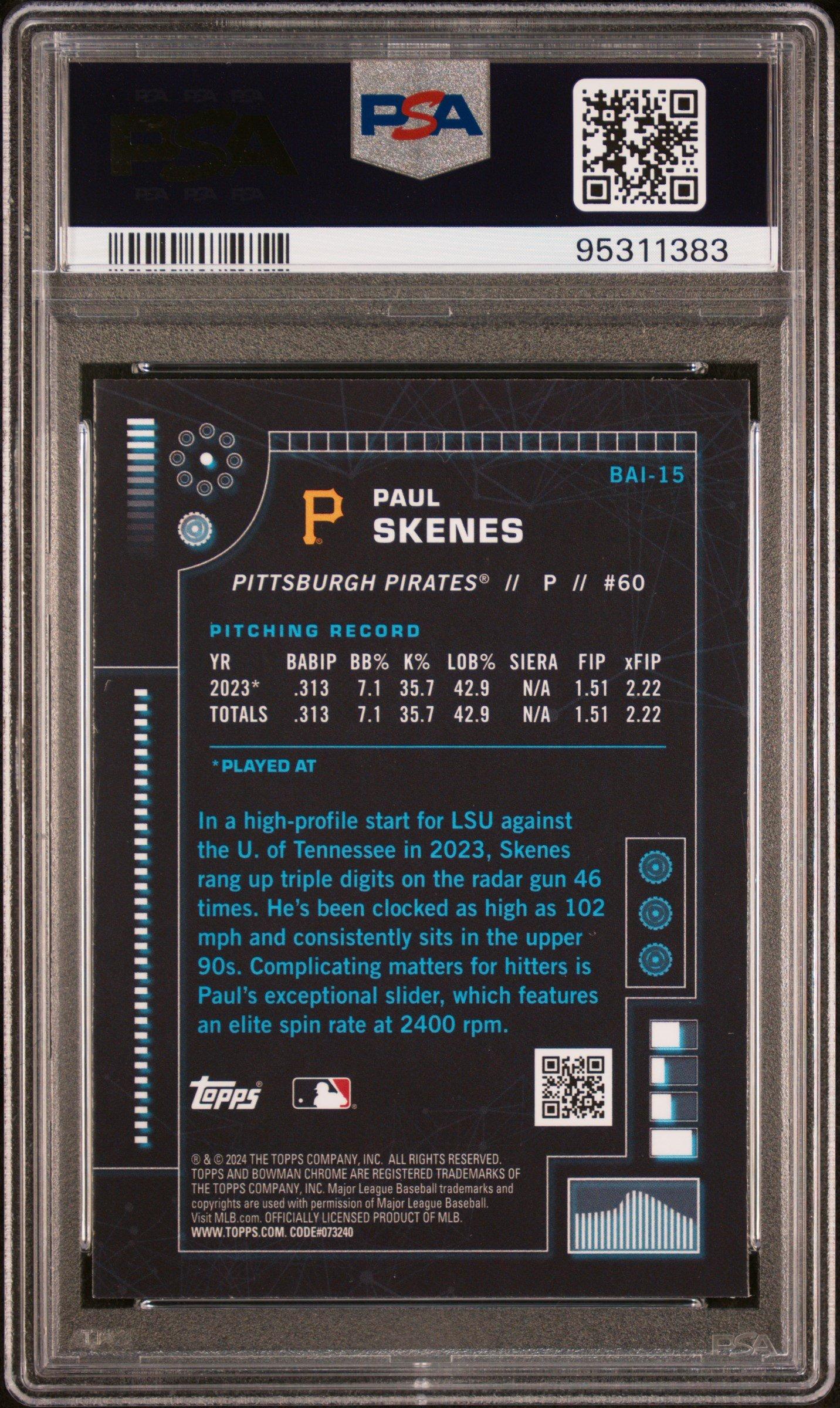 2024 Bowman Bowman Ai Bai15 Paul Skenes PSA