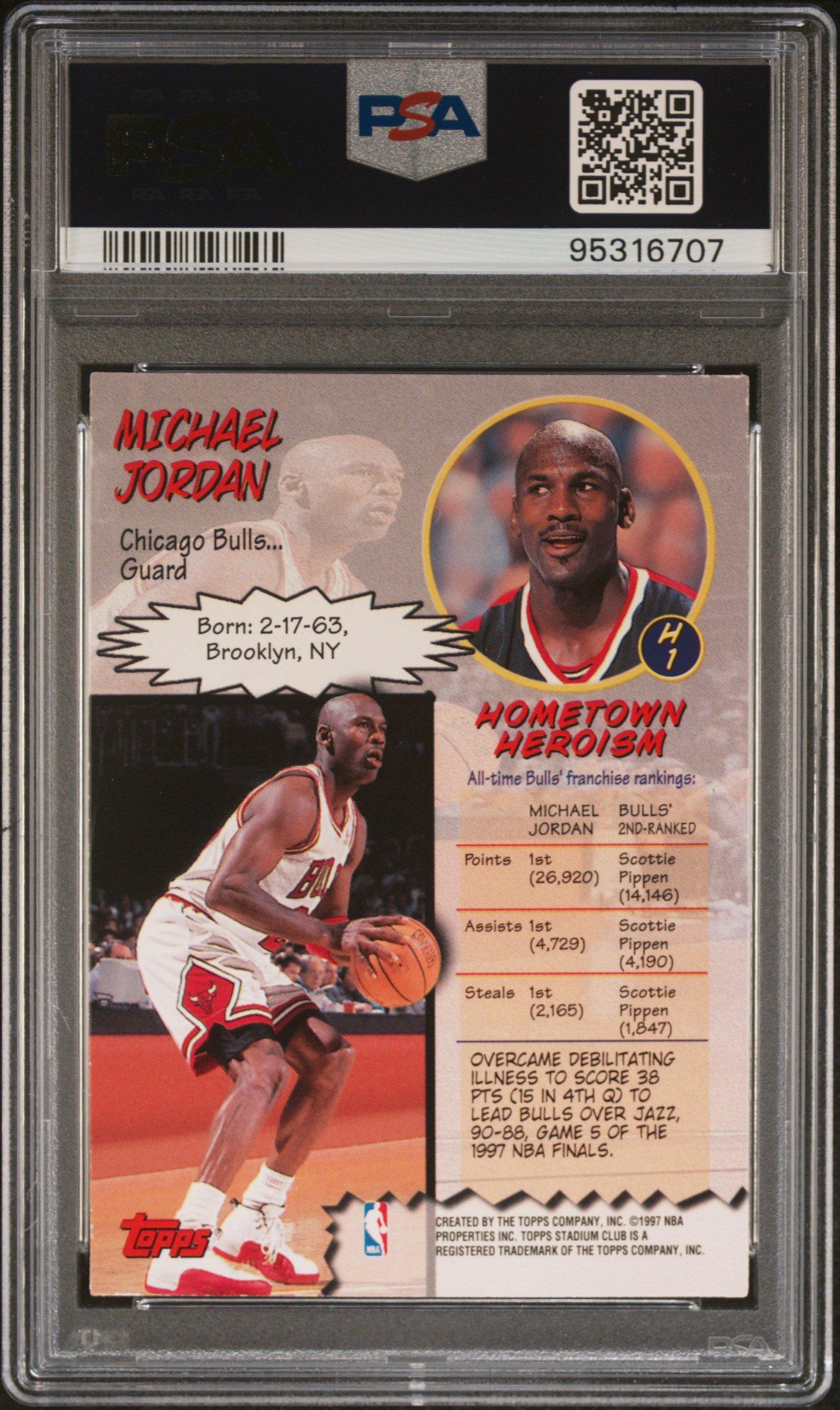 1997 Stadium Club Hardcourt Heroics H1 Michael Jordan PSA 8