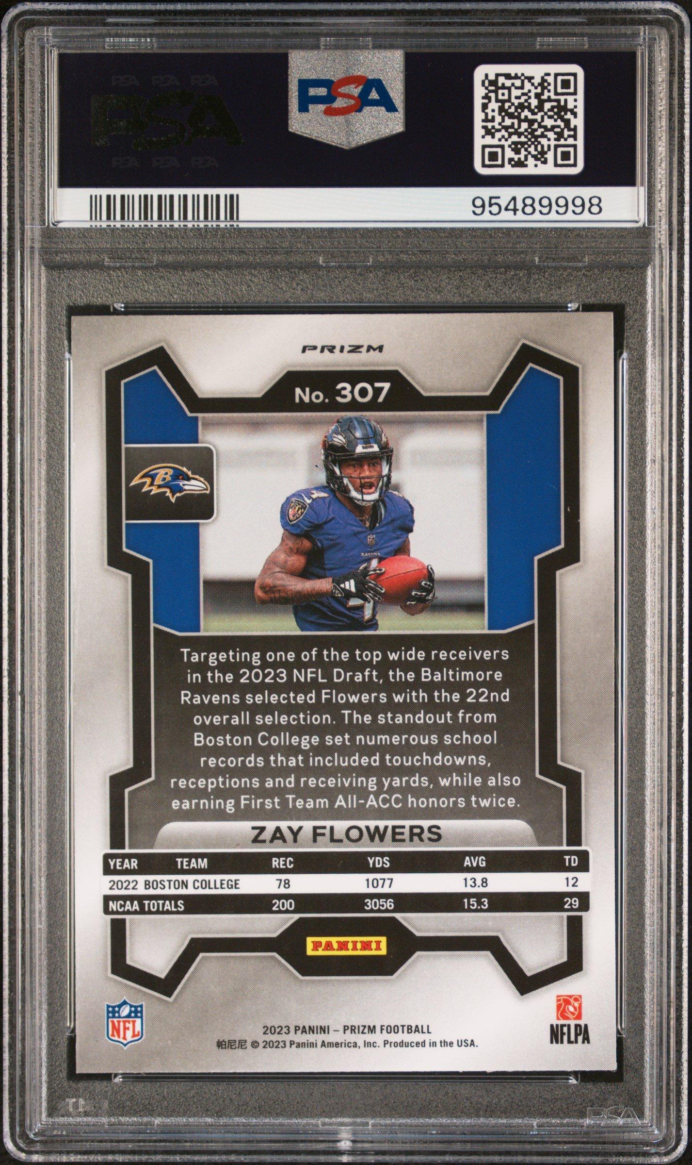 2023 Panini Prizm 307 Zay Flowers Disco Prizm PSA 10