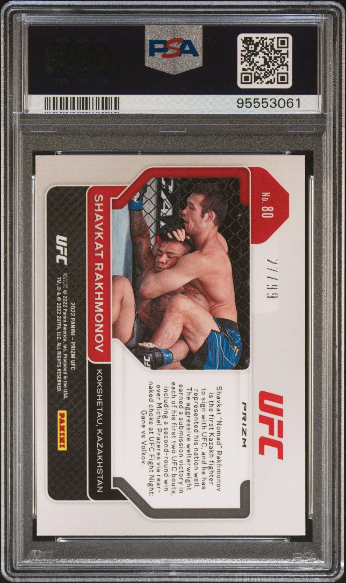 2022 Panini Prizm Ufc 80 Shavkat Rakhmonov Orange Prizm PSA 8