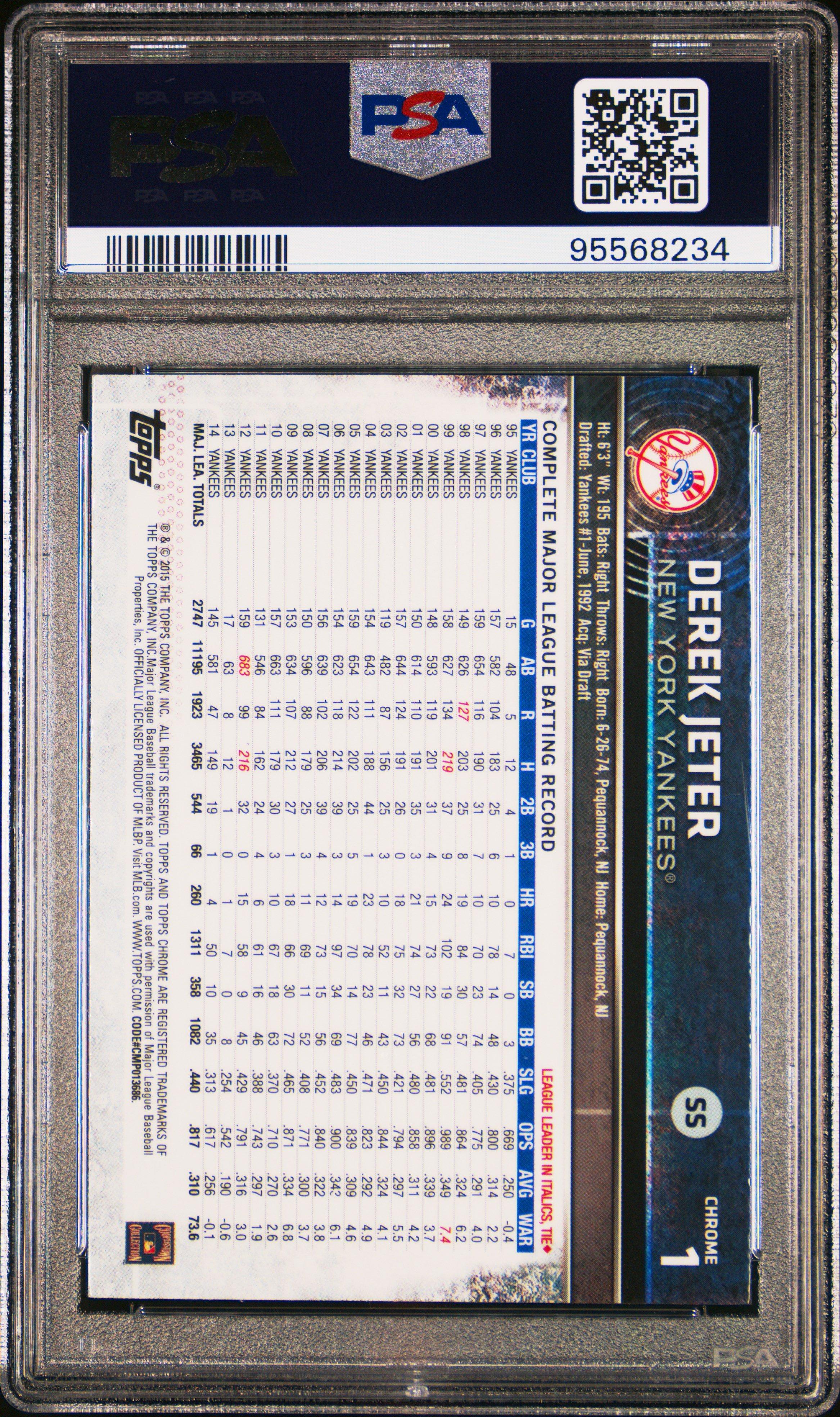 2015 Topps Chrome 1 Derek Jeter PSA 10