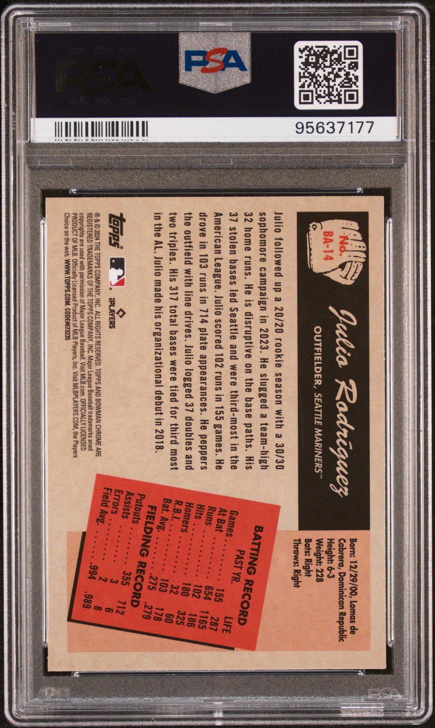 2024 Bowman 1955 Bowman Anime Ba14 Julio Rodriguez PSA 10