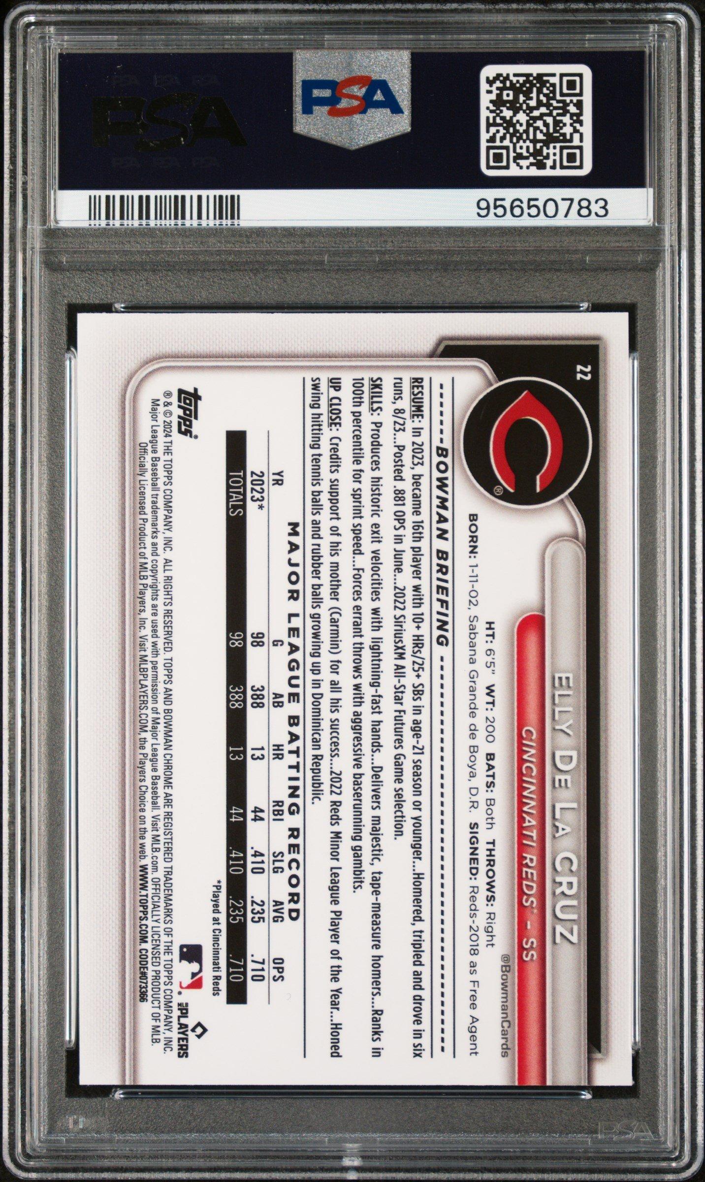 2024 Bowman Mega Box Chrome 22 Elly De La Cruz PSA 10