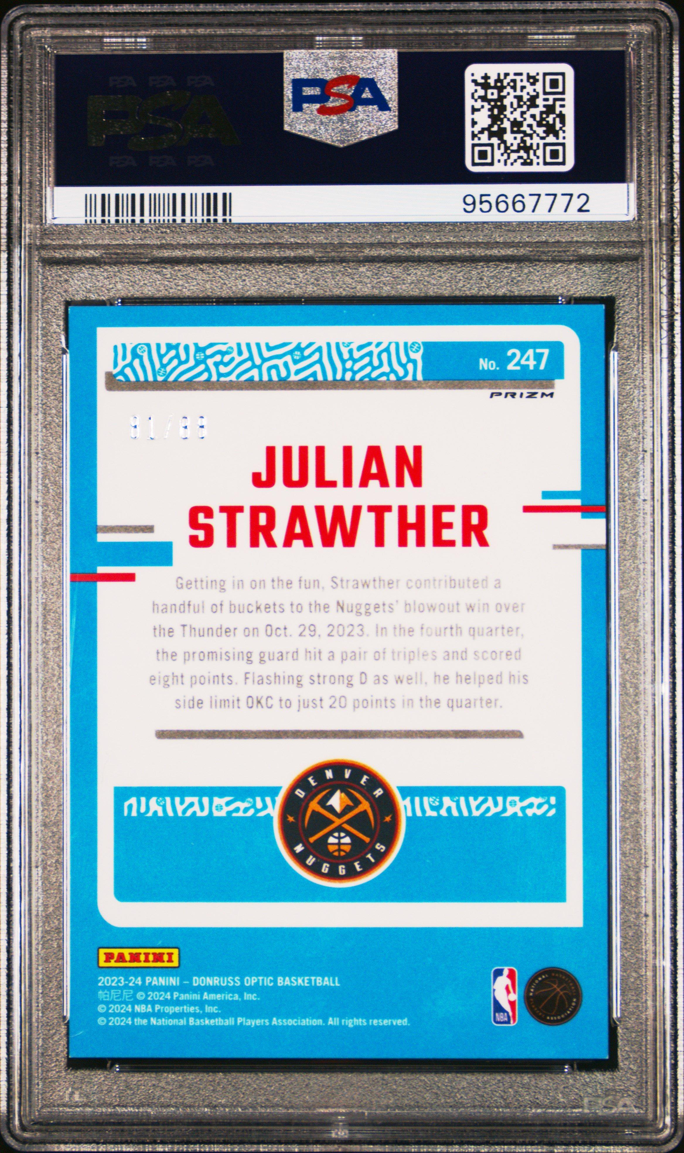 2023 Panini Donruss Optic 247 Julian Strawther Red Choice PSA 10