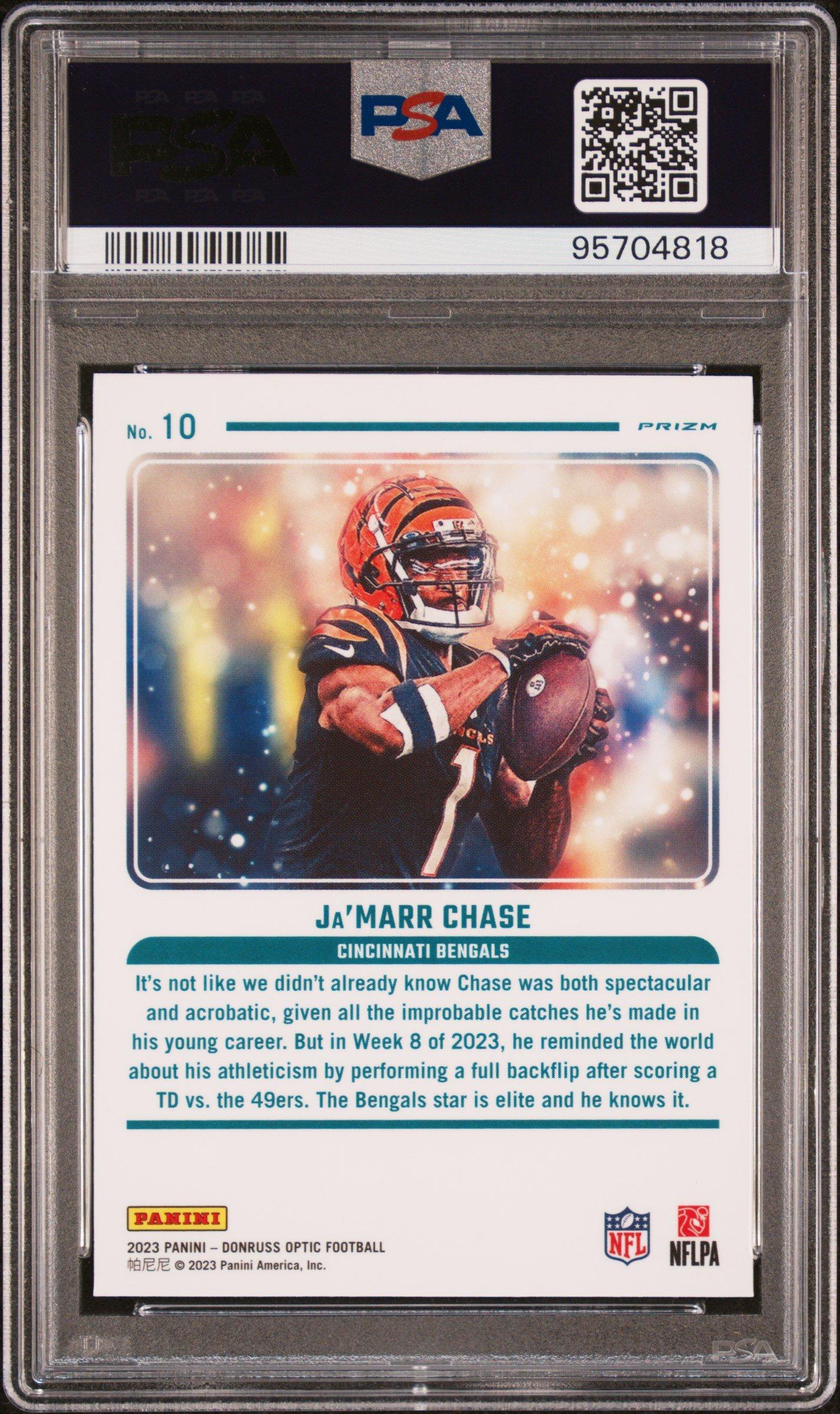 2023 Panini Donruss Optic Mythical 10 Ja'marr Chase PSA 8
