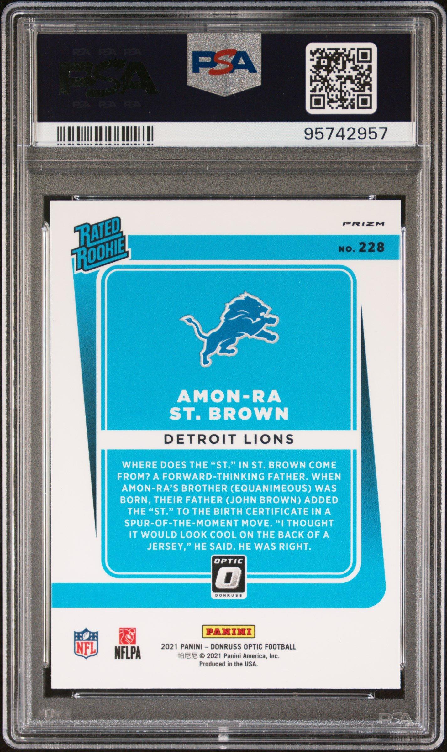 2021 Panini Donruss Optic 228 Amon-ra St. Brown Blue Scope PSA 9