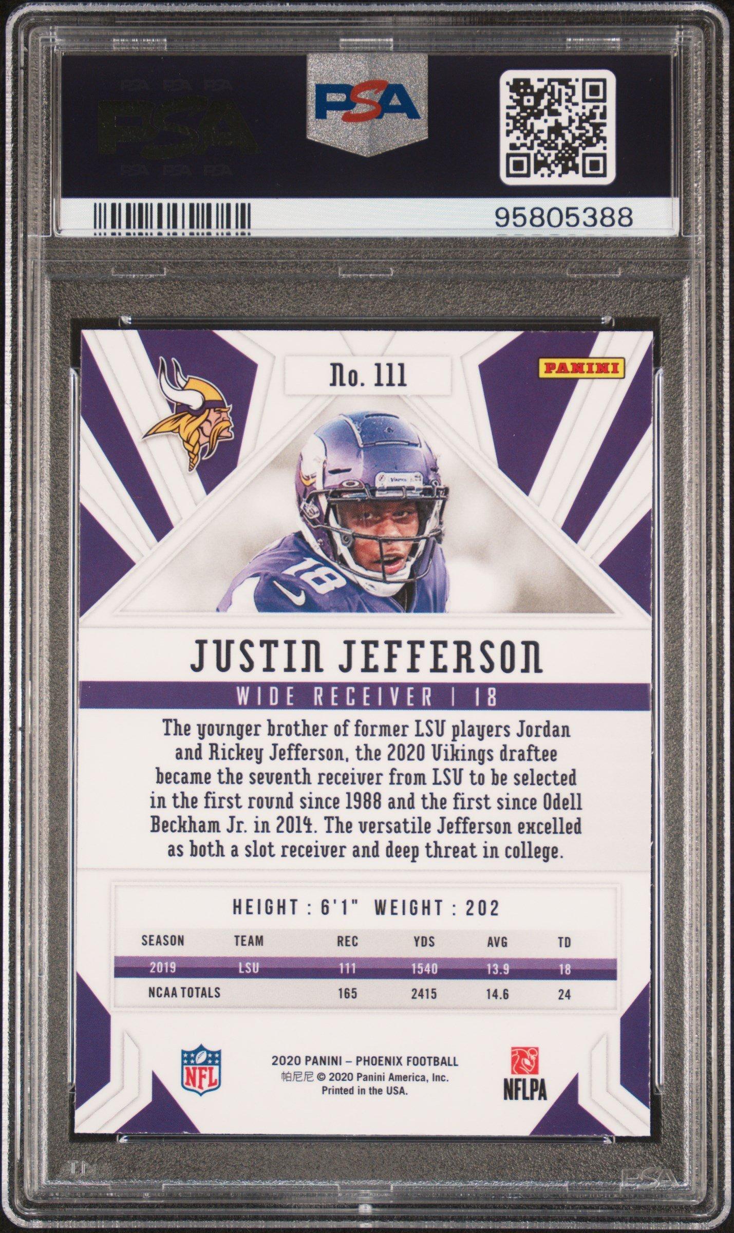 2020 Panini Phoenix 111 Justin Jefferson Fire Burst PSA 10 Graded