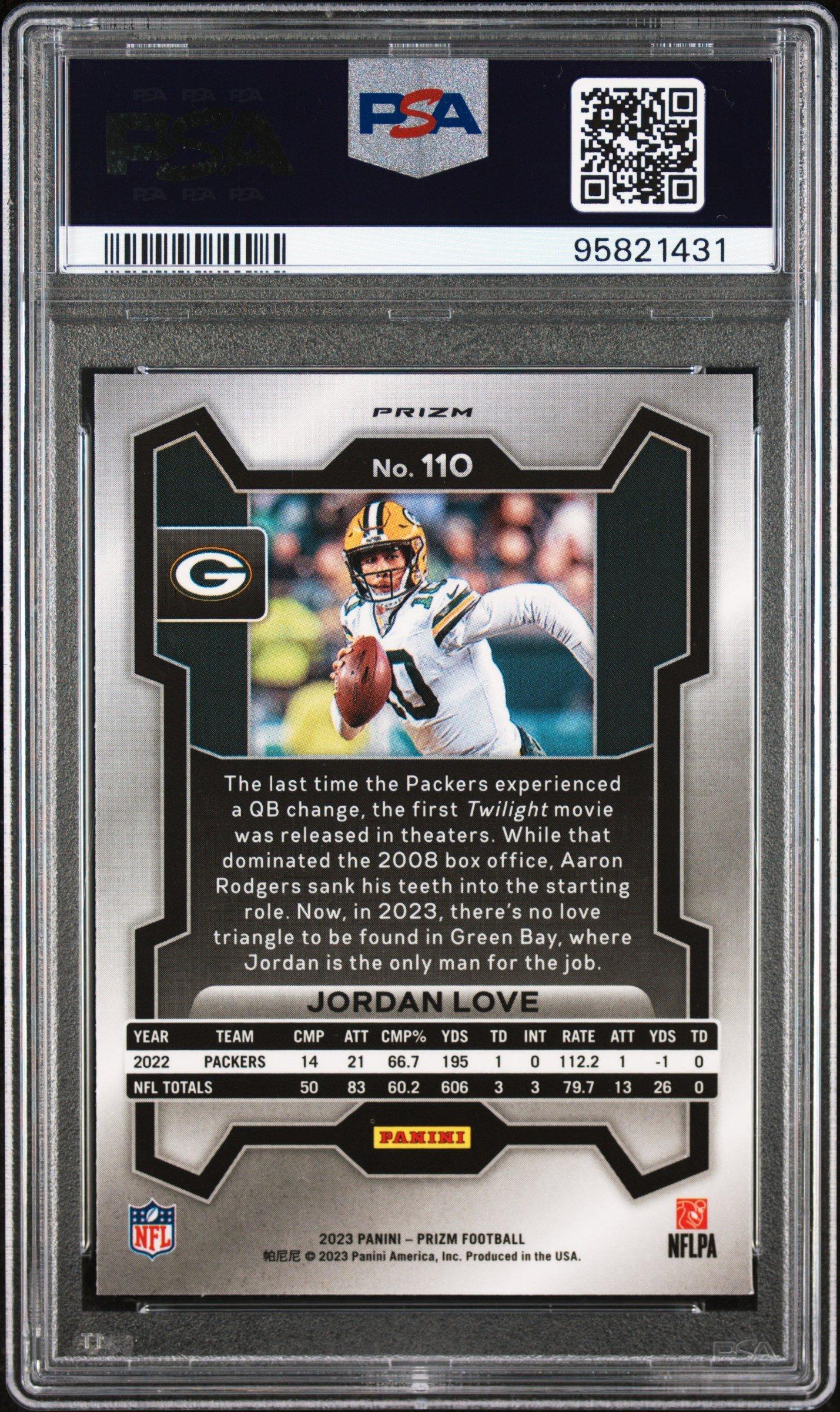 2023 Panini Prizm 110 Jordan Love Red Sparkle PSA 9