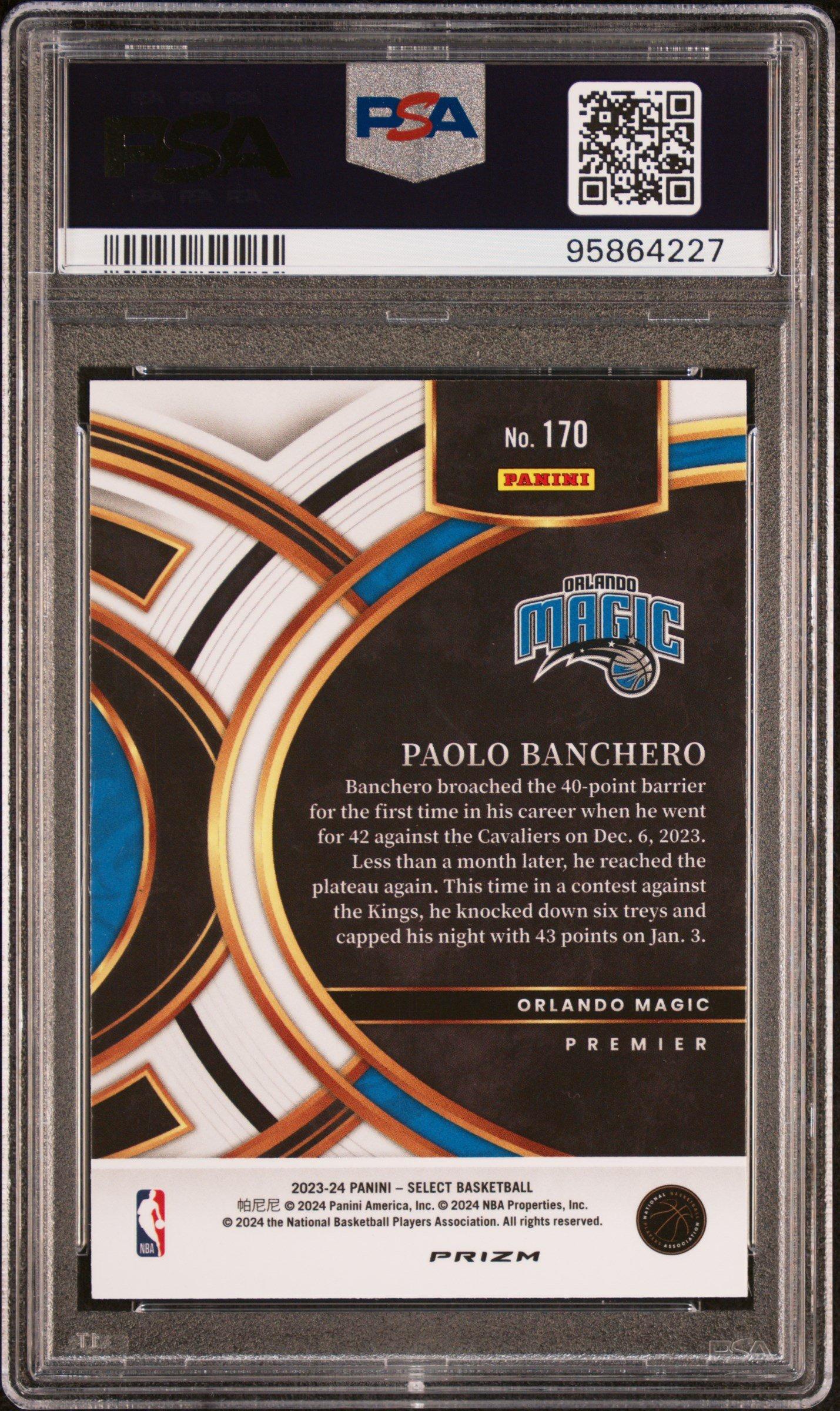 2023 Panini Select 170 Paolo Banchero Blue Cracked Ice PSA 10