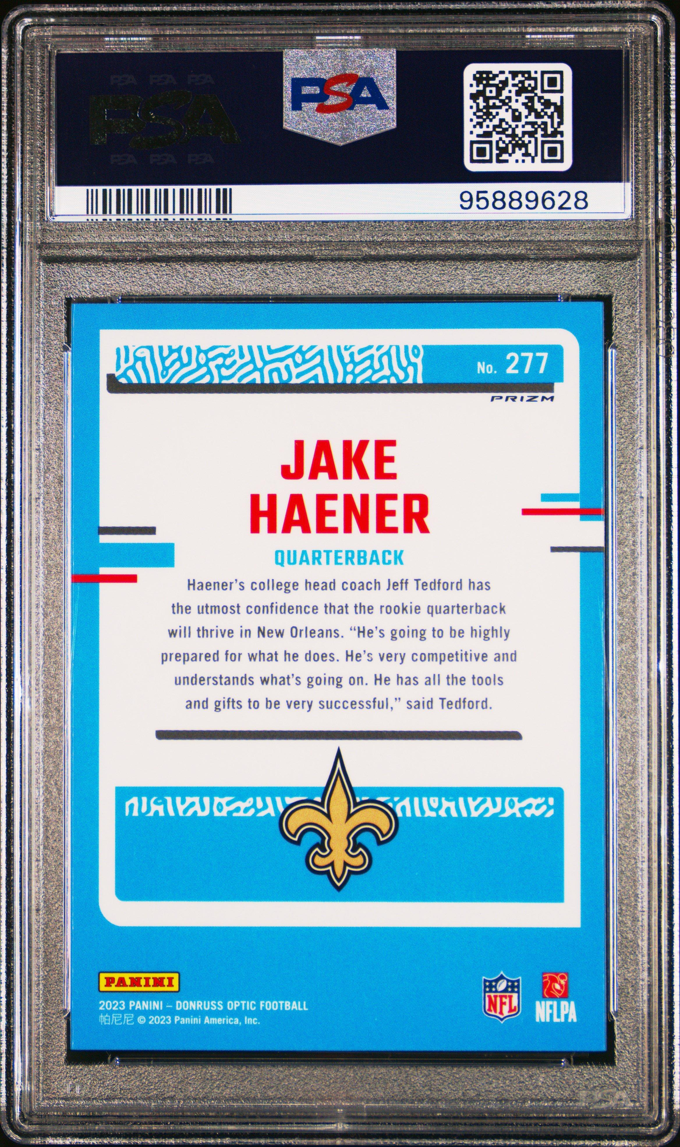 2023 Panini Donruss Optic 277 Jake Haener Fire PSA 10