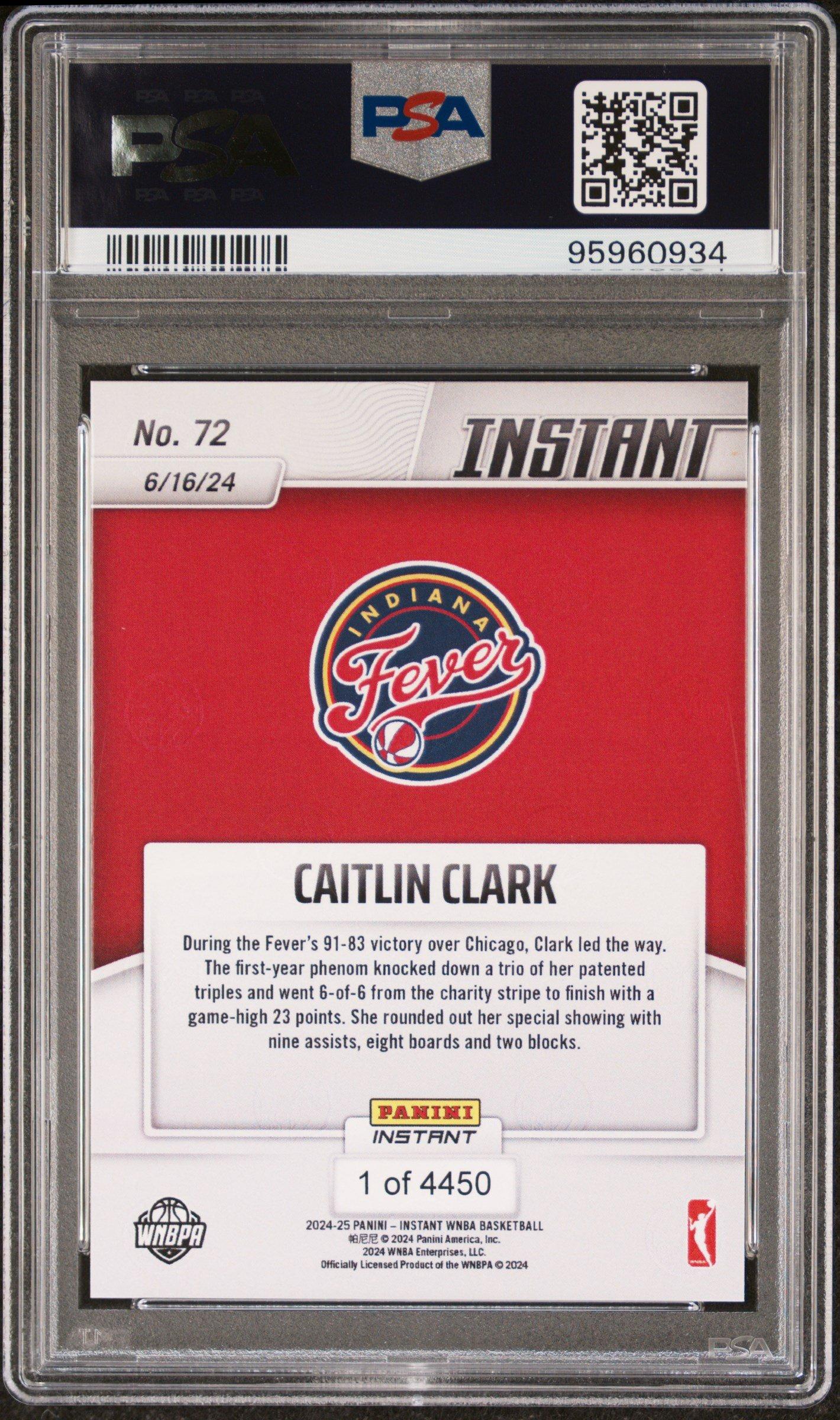 2024 Panini Instant Wnba 72 Caitlin Clark PSA
