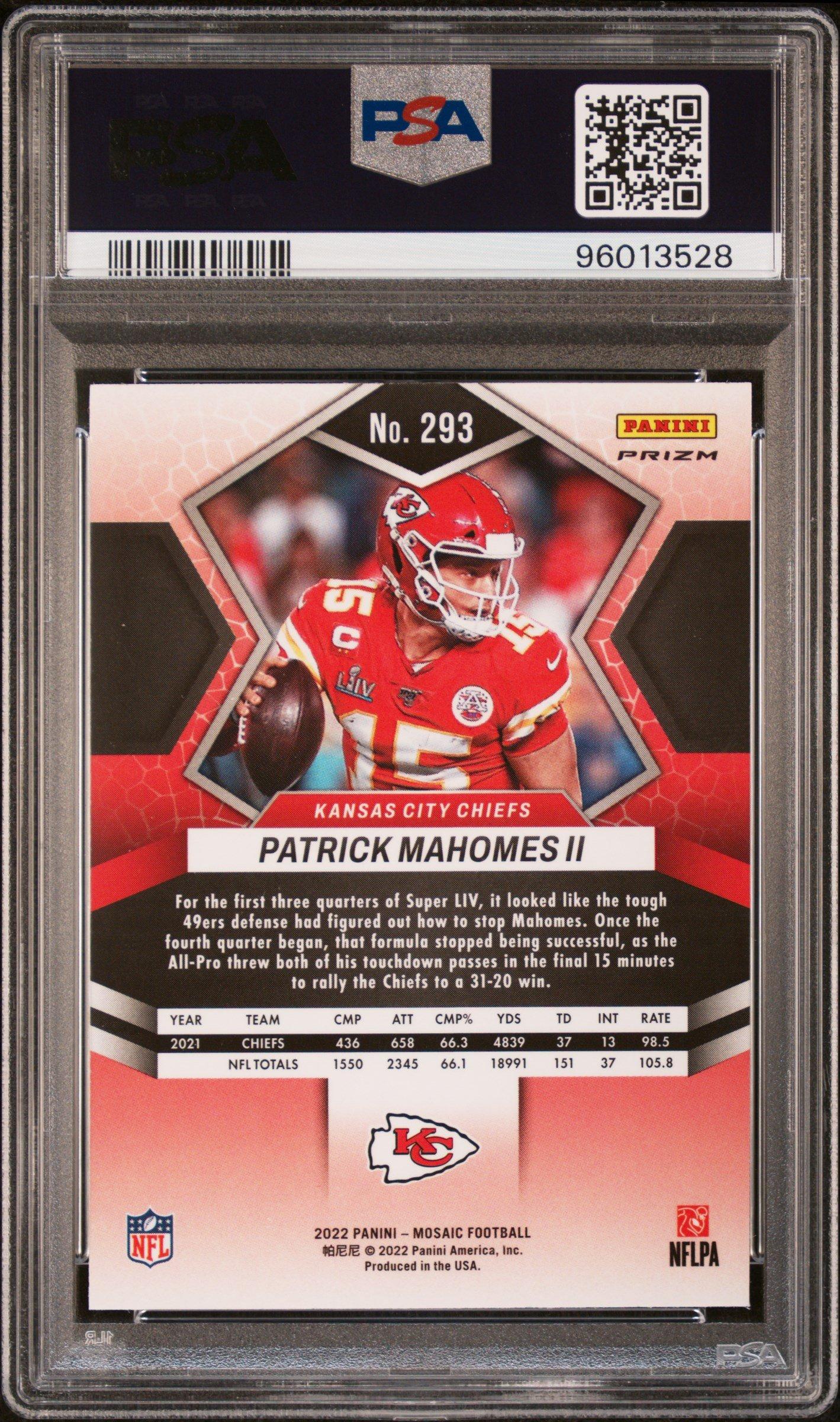 2022 Panini Mosaic 293 Patrick Mahomes Ii Reactive Orange PSA 10