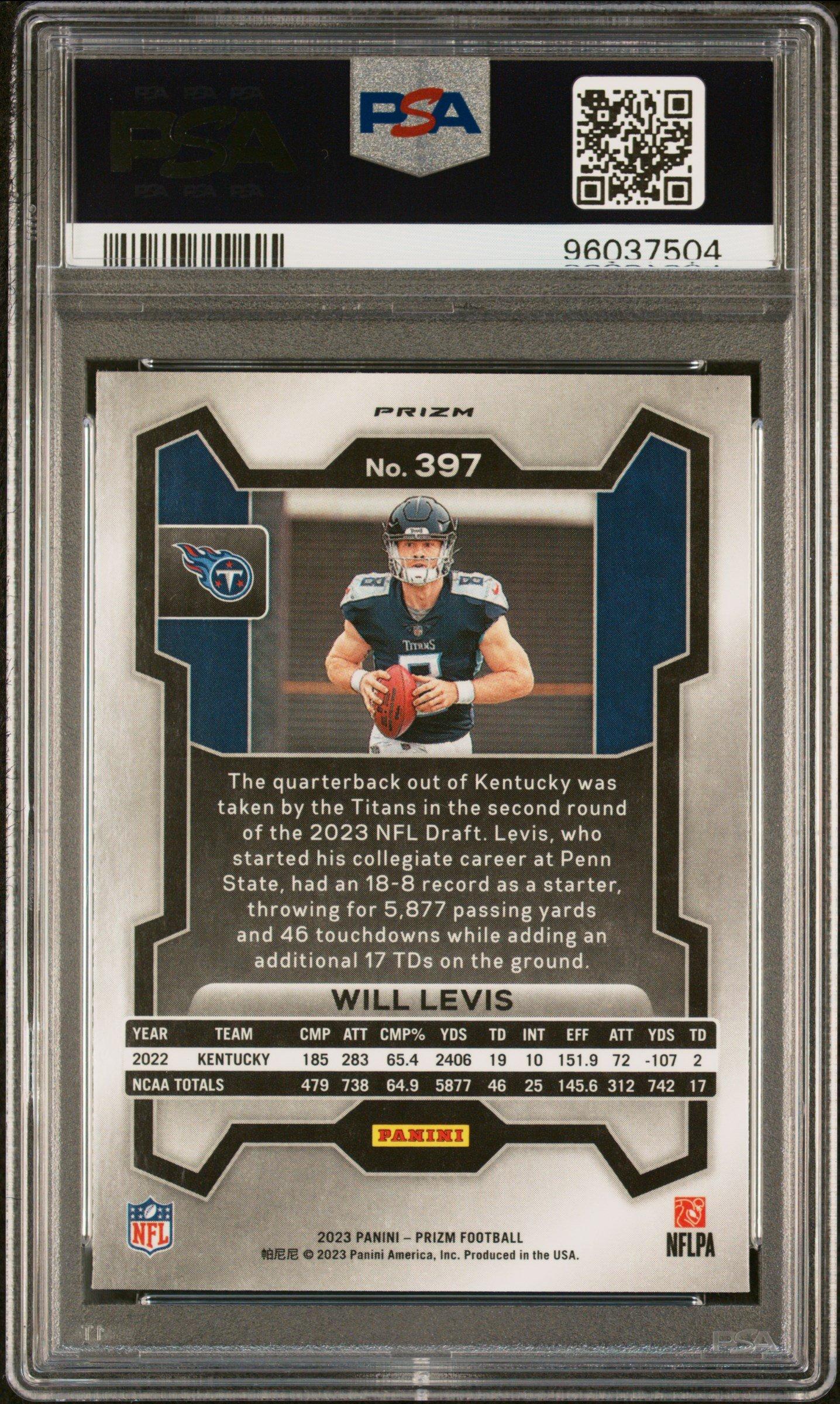 2023 Panini Prizm 397 Will Levis Green Prizm PSA 10