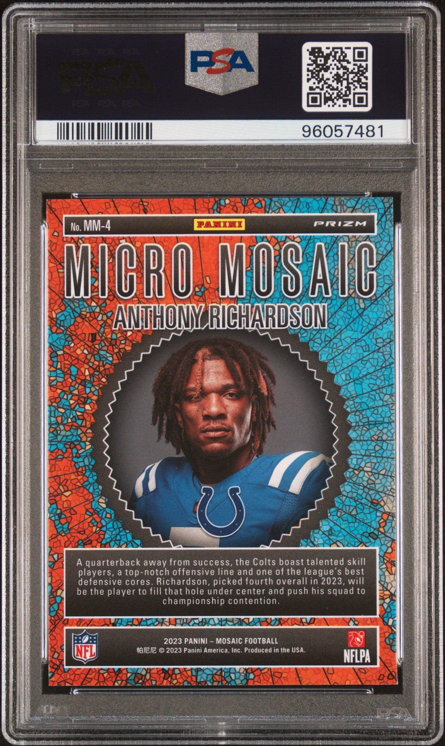 2023 Panini Mosaic Micro Mosaic Mm4 Anthony Richardson PSA 10