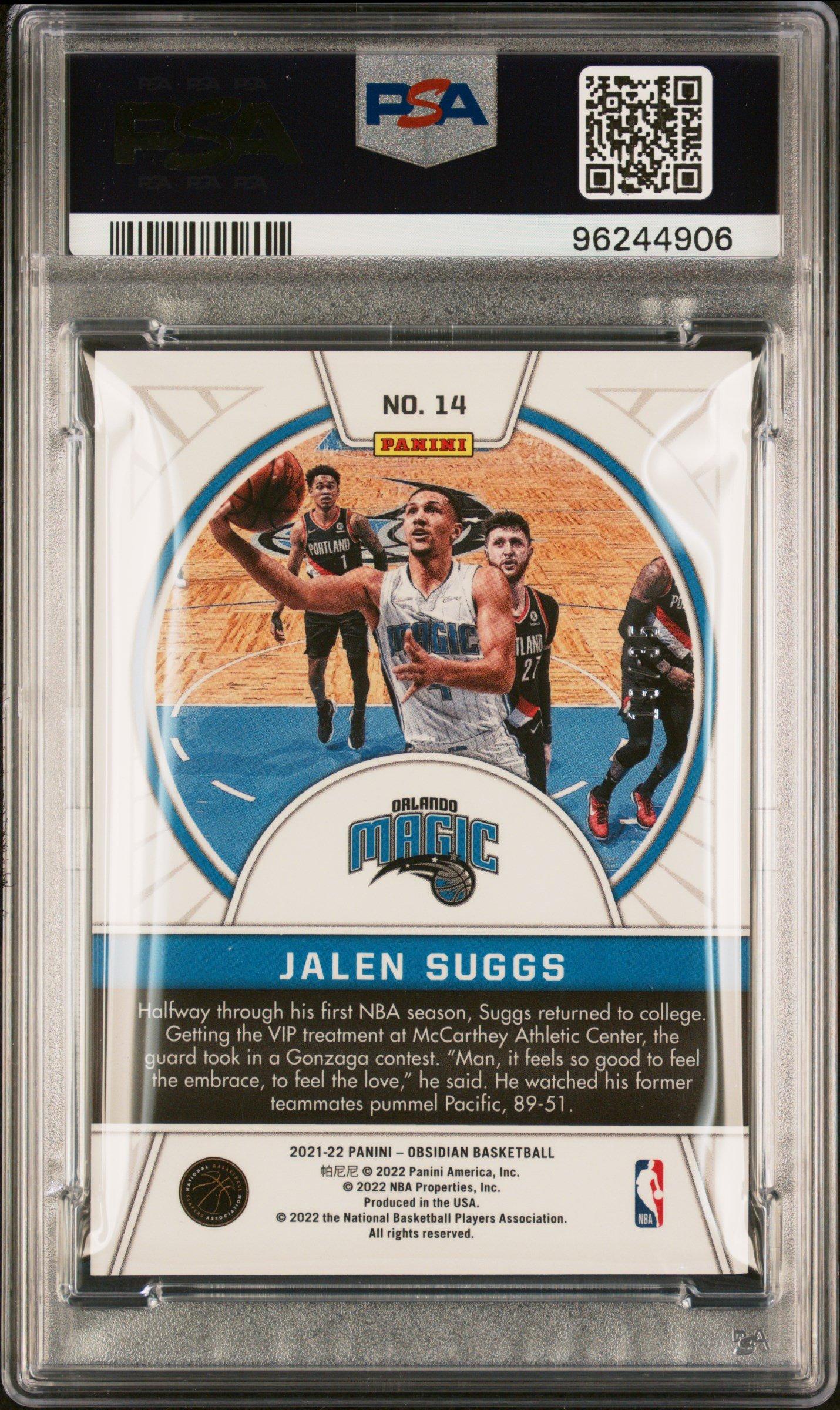 2021 Panini Obsidian Tunnel Vision 14 Jalen Suggs Electric Etch Orange PSA 10