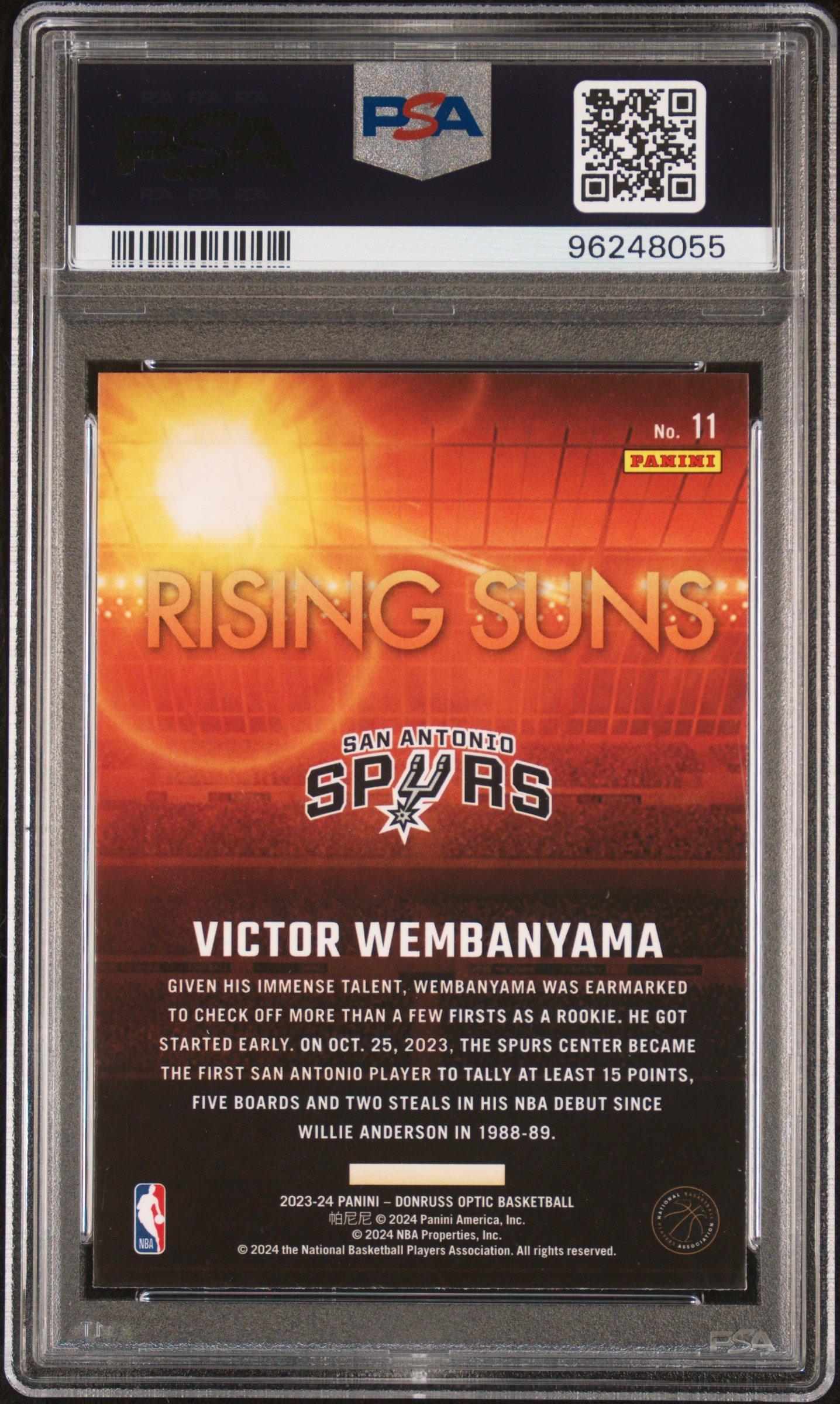 2023 Panini Donruss Optic Rising Suns 11 Victor Wembanyama PSA 9