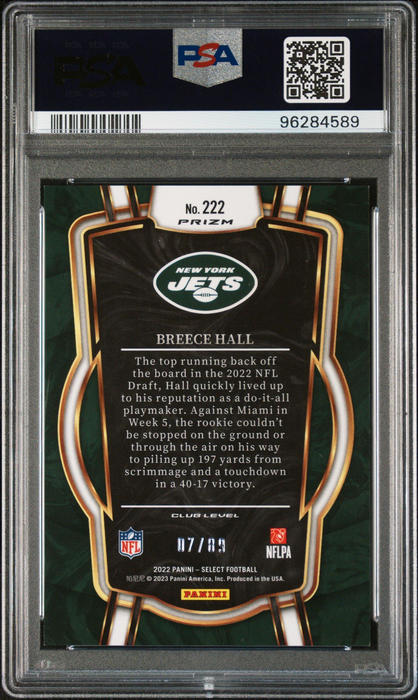 2022 Panini Select 222 Breece Hall Dragon Scale Prizm PSA 10