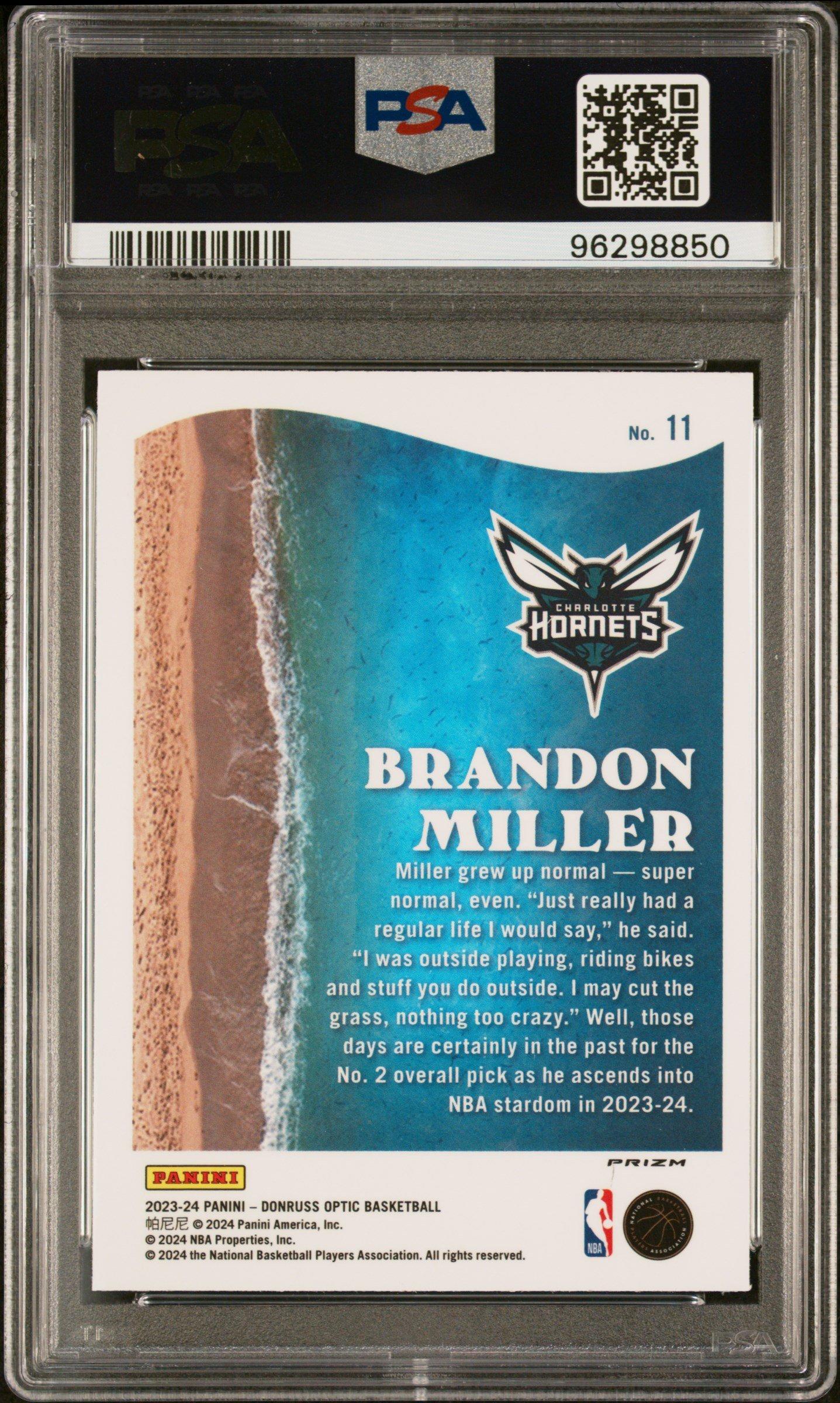 2023 Panini Donruss Optic Splash 11 Brandon Miller Purple PSA 10