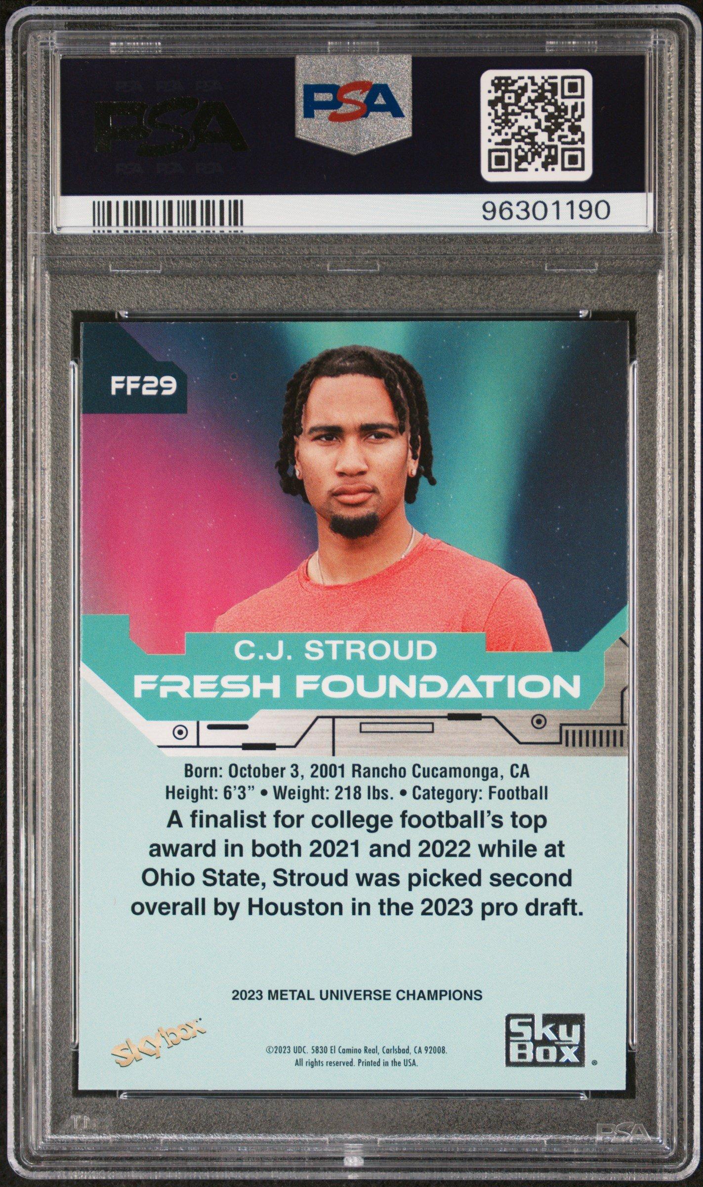 2023 Skybox Metal Universe Champions Fresh Foundation 29 Cj Stroud PSA 10