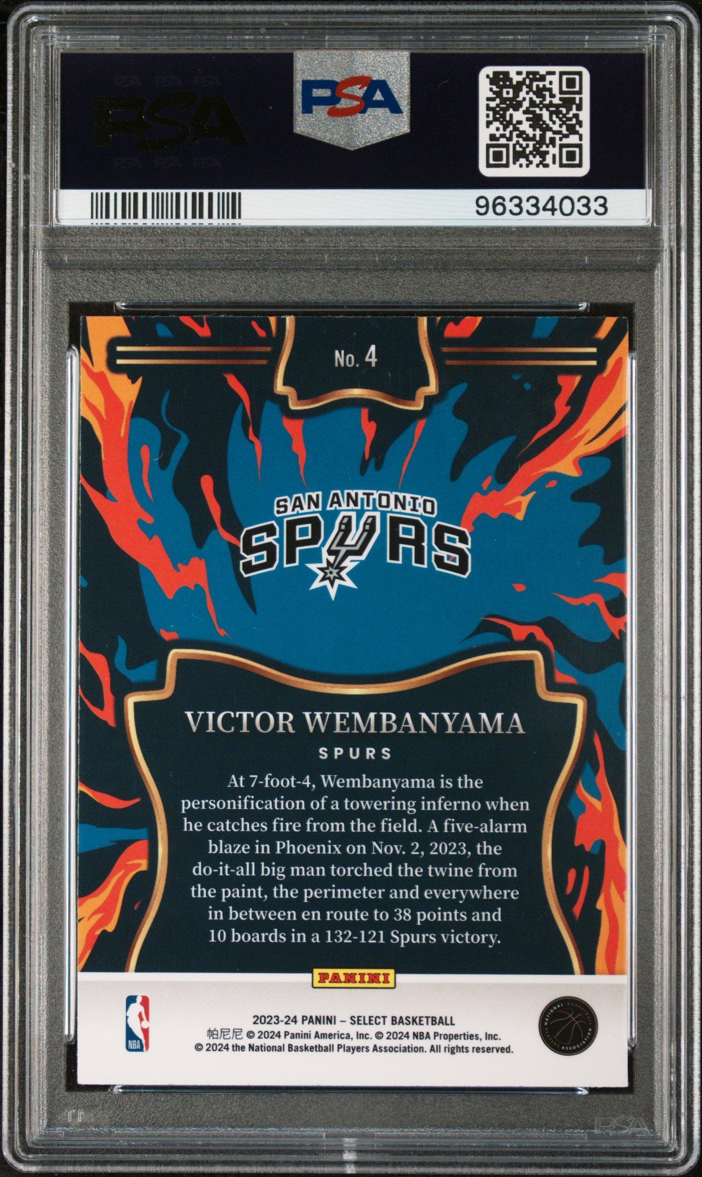 2023 Panini Select En Fuego 4 Victor Wembanyama PSA 10