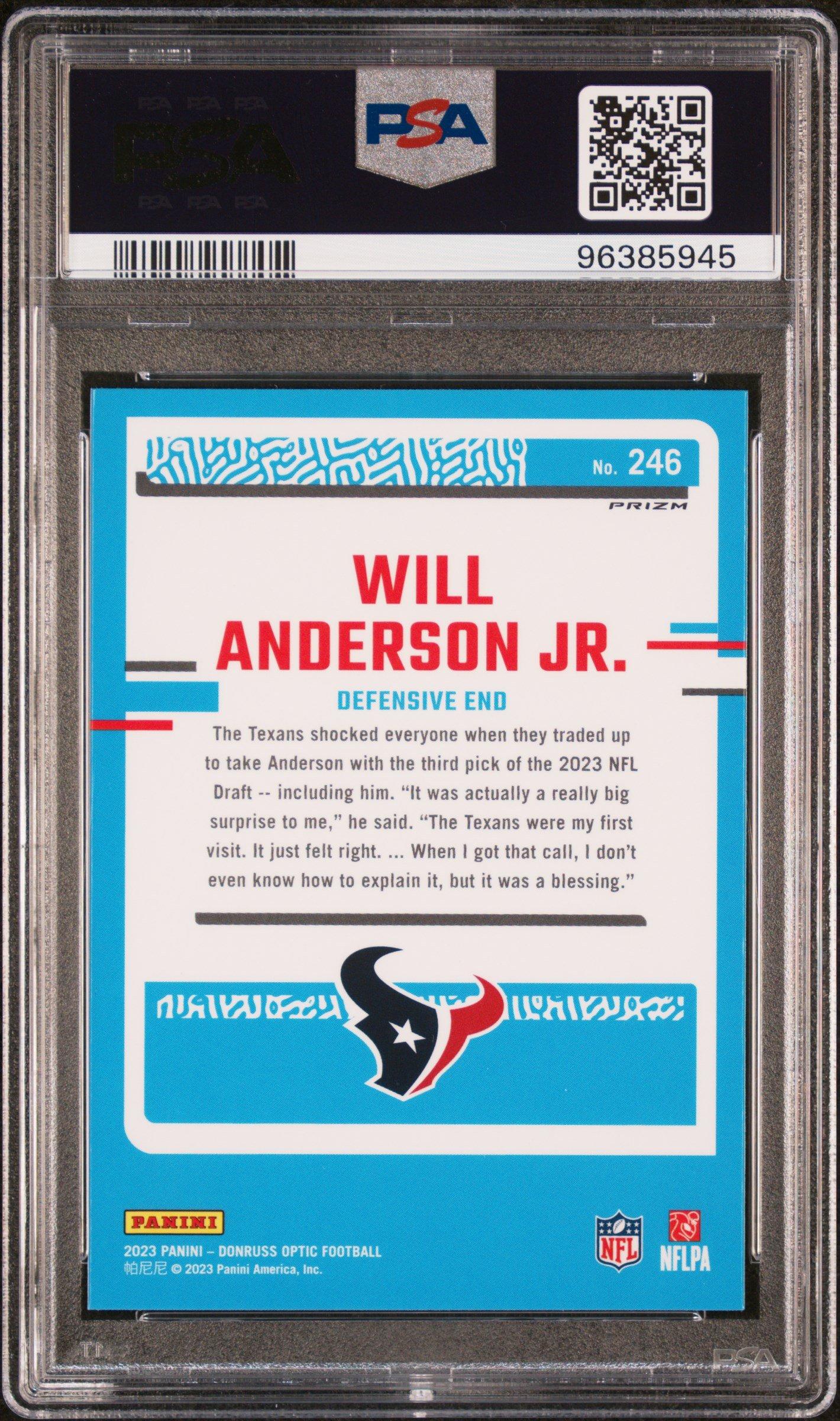 2023 Panini Donruss Optic 246 Will Anderson Jr. Fire PSA 10