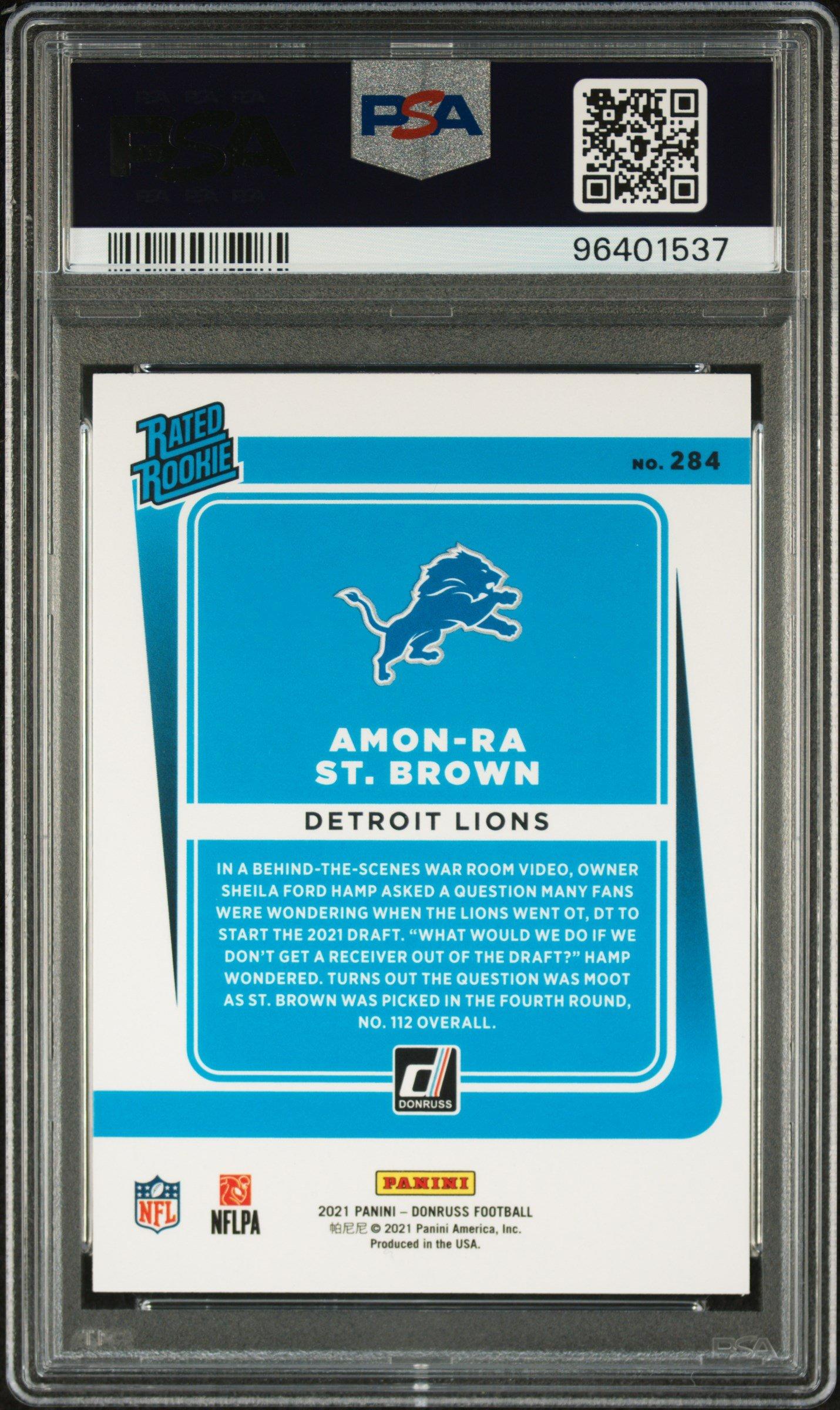 2021 Panini Donruss 284 Amon-ra St. Brown Press Proof Blue PSA 9